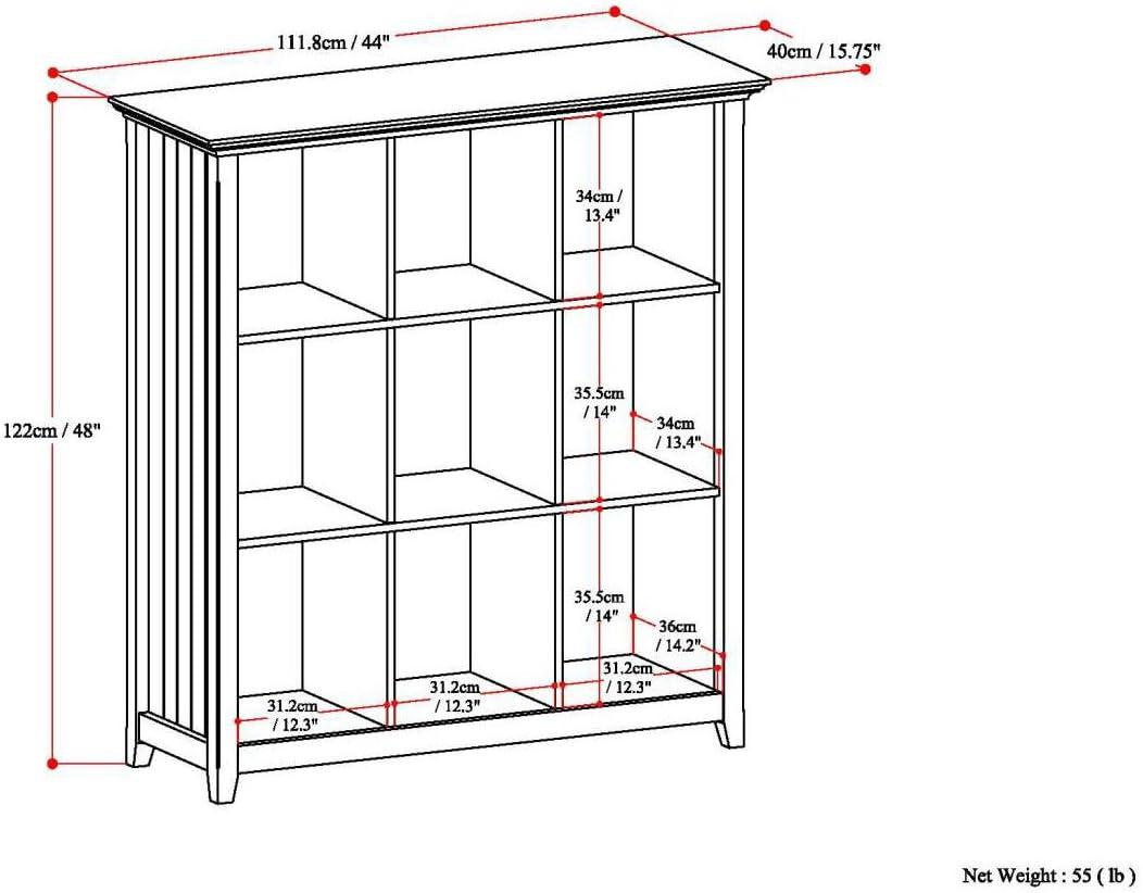 Simpli Home Acadian 44"W Solid Wood 9 Cube Storage Bookcase with Fixed Shelves & Reviews | Wayfair