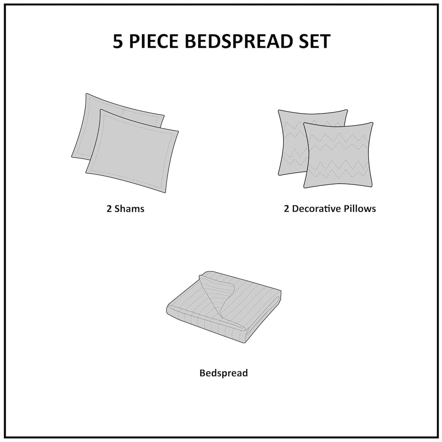 Madison Park 5 Piece Reversible Bedspread Set