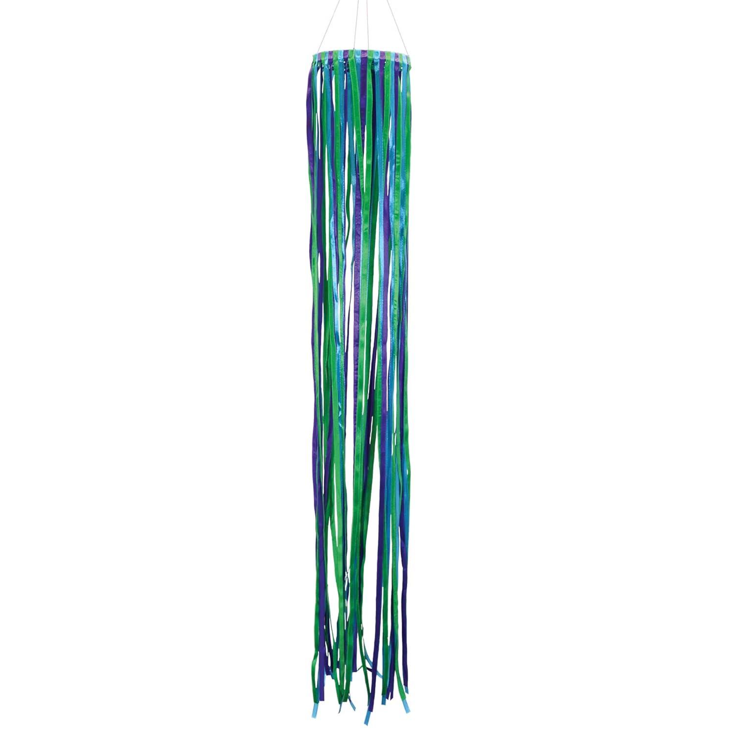 In the Breeze 5188 — 39-Inch Ocean Ribbon Windsock — Vibrant Blue-Green Ribbon Windsock Home and Garden Decoration