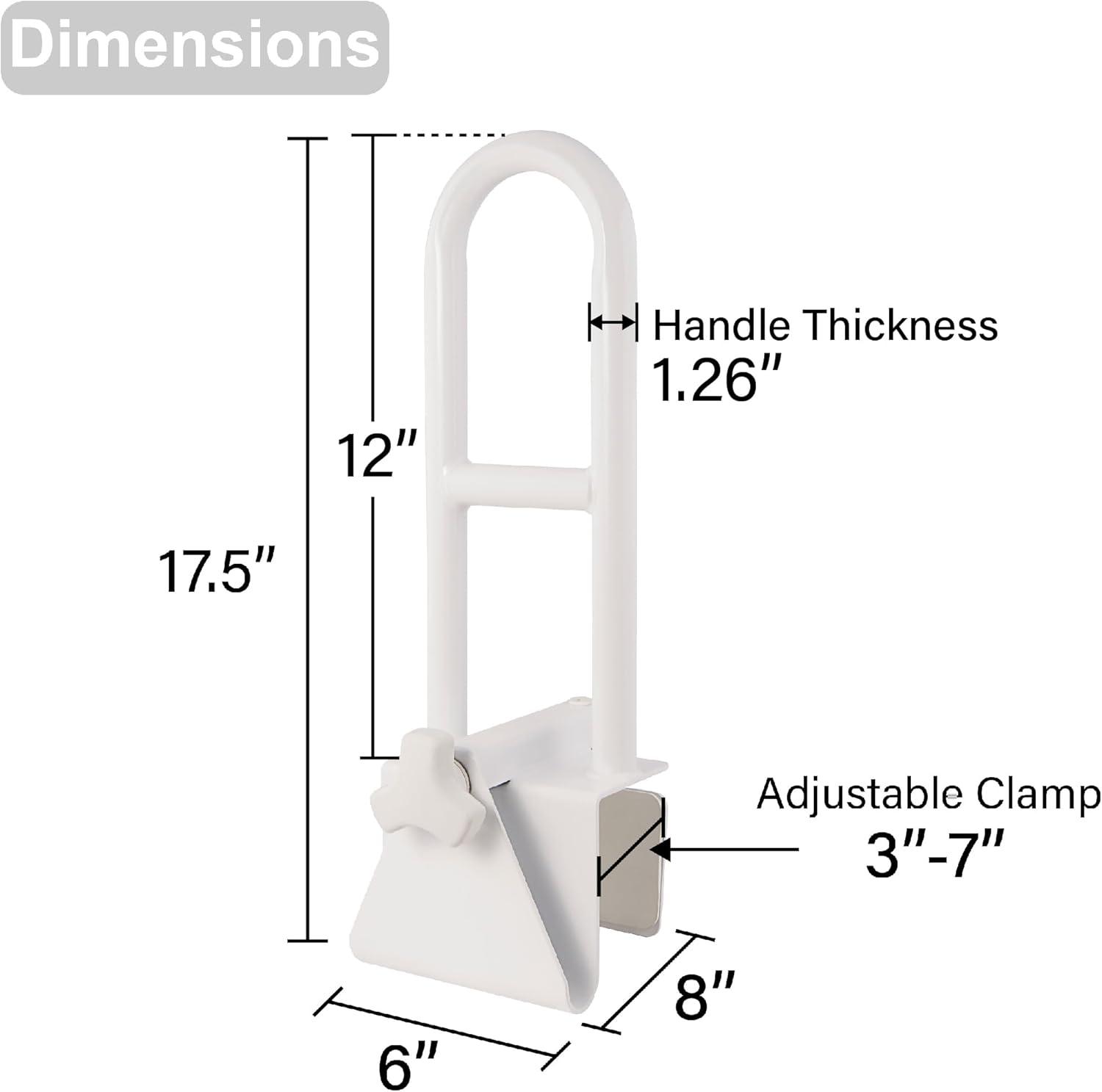 White Adjustable Stainless Steel Bathtub Safety Rail