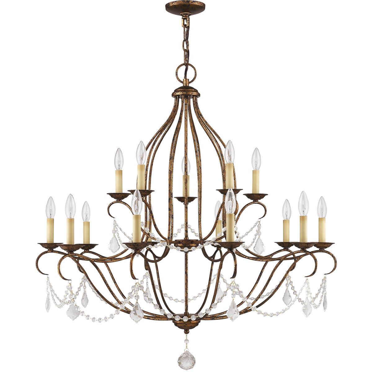 Livex Lighting Chesterfield Chandelier in Hand Applied Venetian Golden Bronze