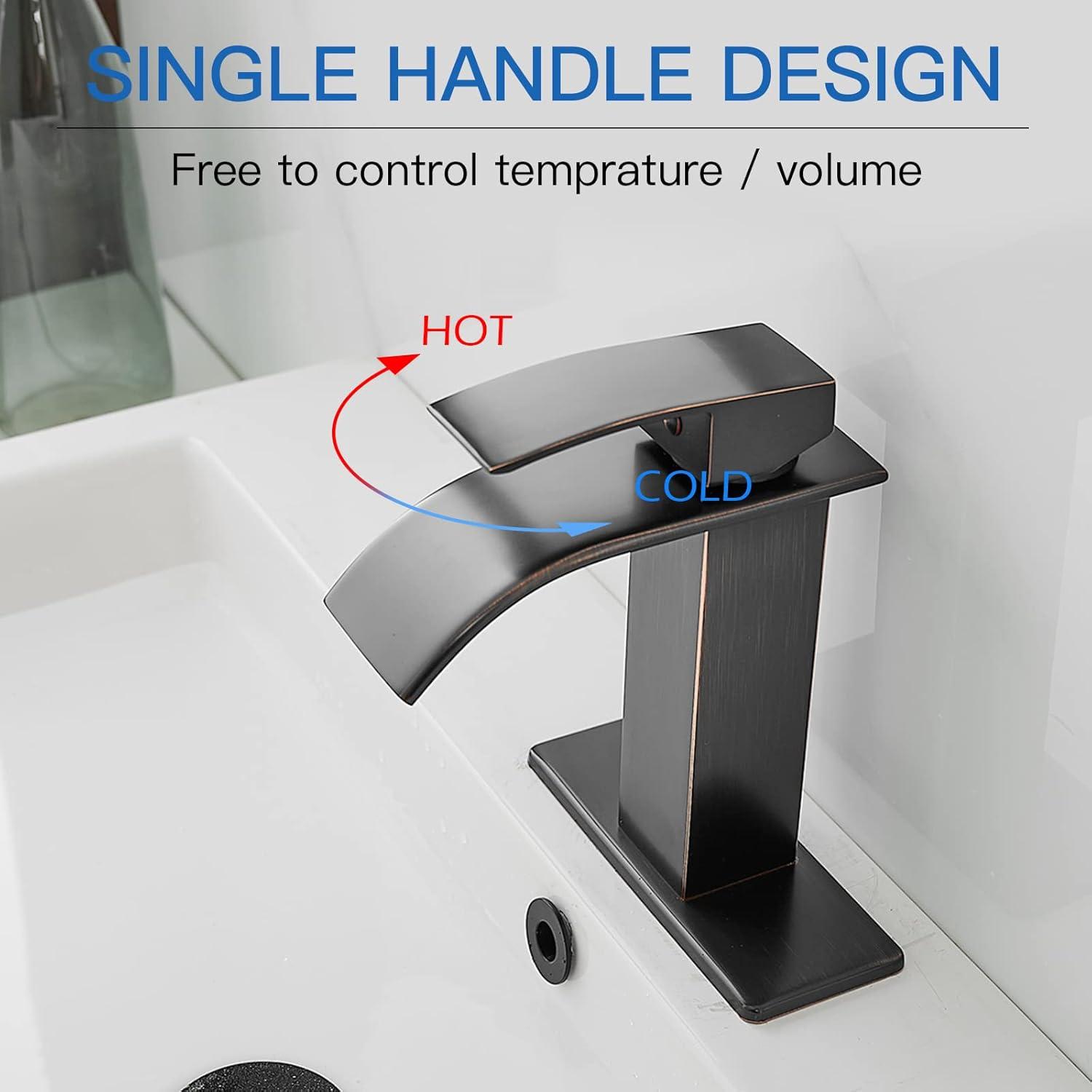 Single-Hole Single-handle Bathroom Faucet with Drain Assembly