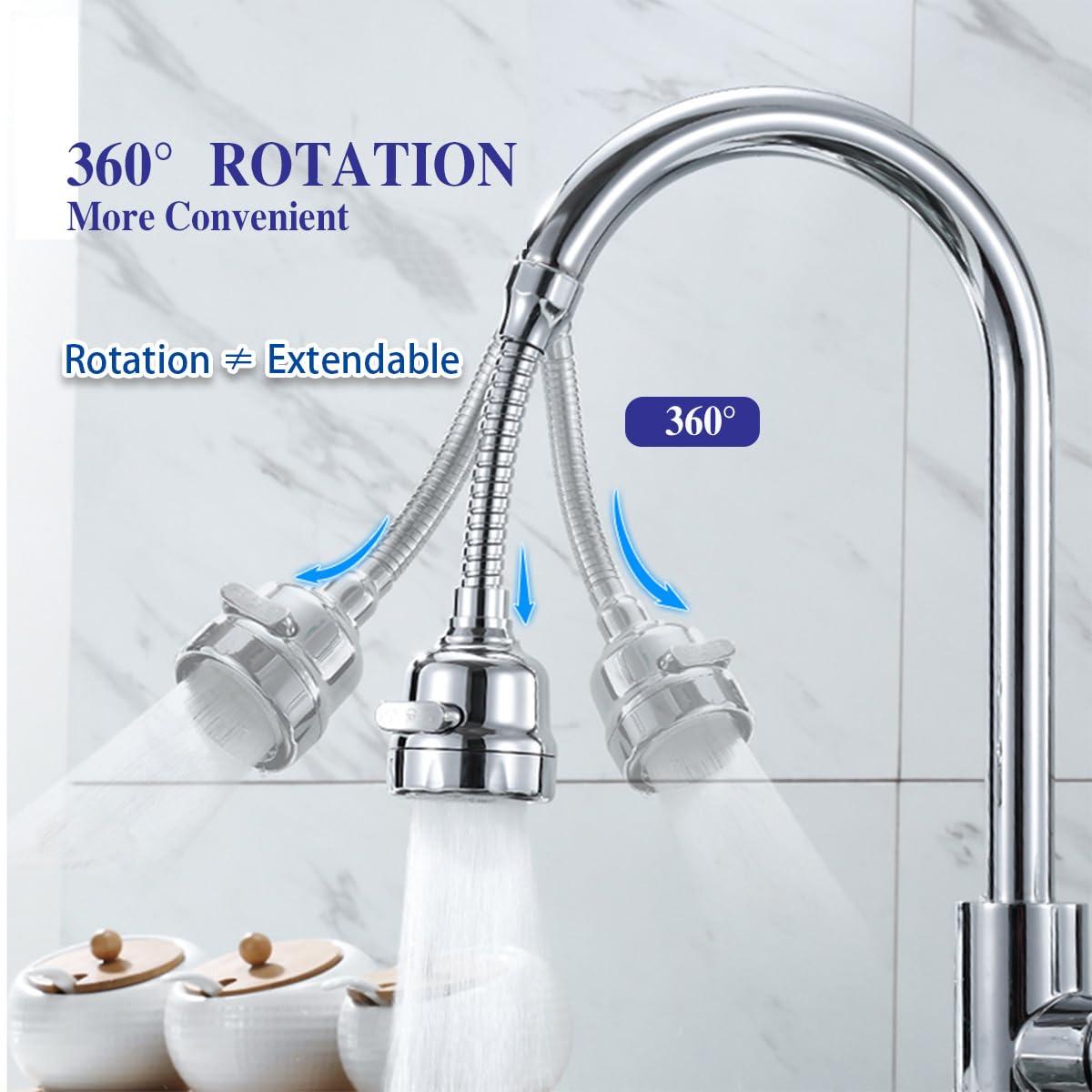 Kitchen Faucet Sprayer Attachment, Movable Faucet Extender for Kitchen Sink, 360° Rotatable Sink Faucet Head Anti-Splash Tap Booster Shower and Water Saving Faucet for Kitchen
