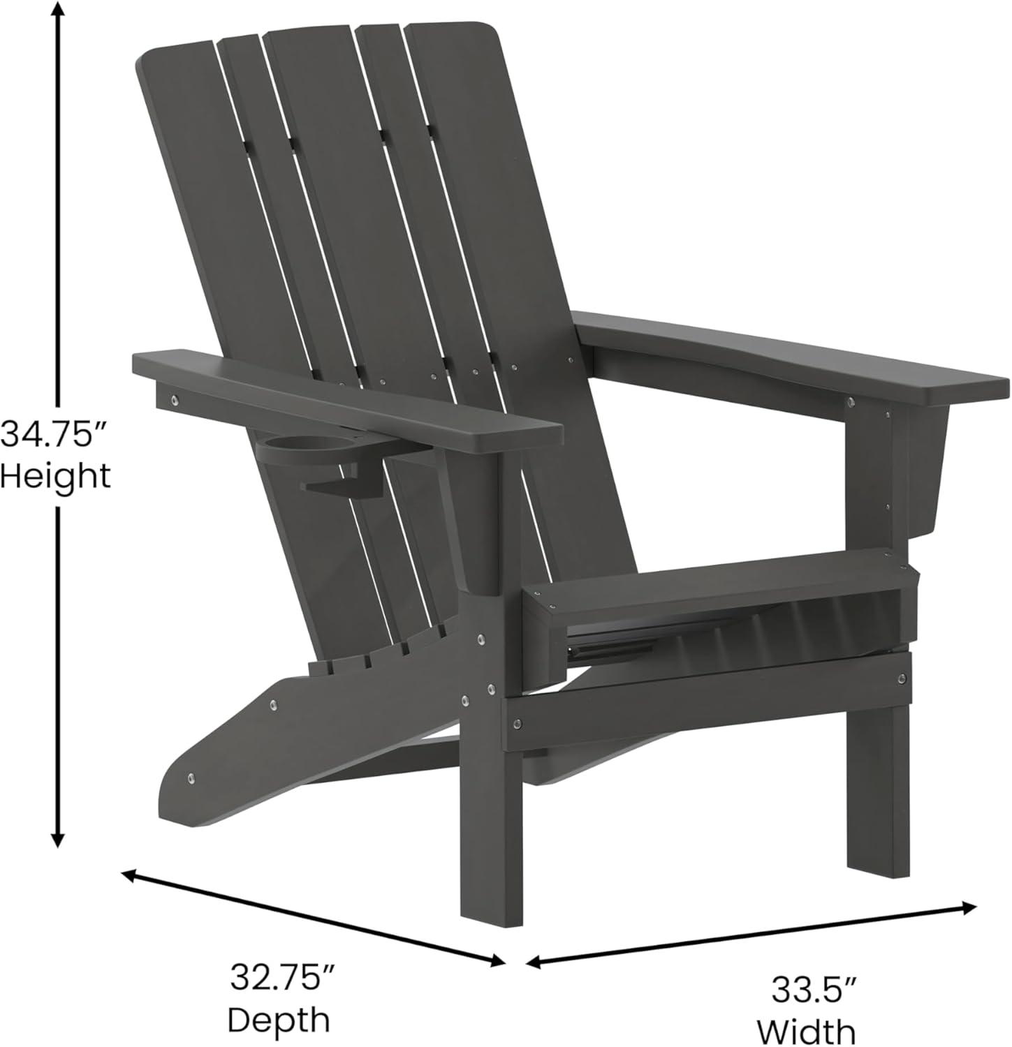 Flash Furniture Halifax Adirondack Chair with Cup Holder, Weather Resistant HDPE Adirondack Chair