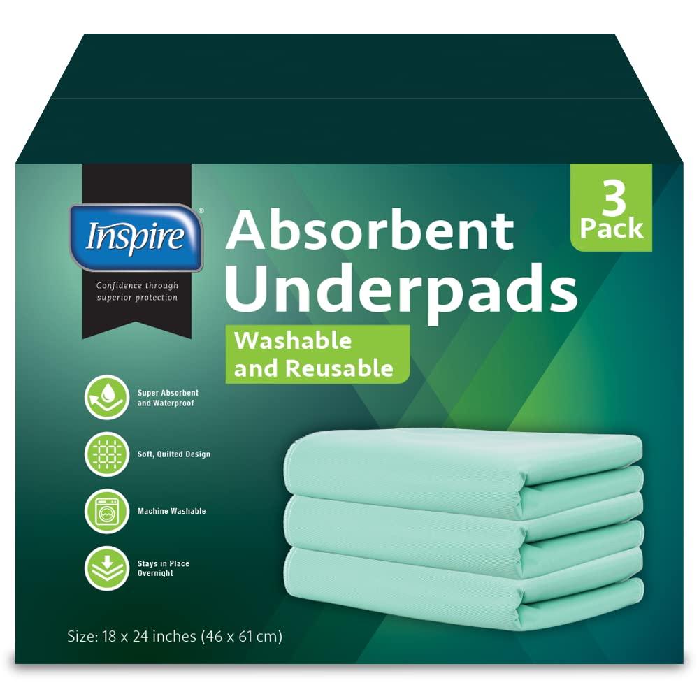 Inspire Washable and Reusable Incontinence Chair Pads | 3 Pack Chucks Pads (18 X 24)