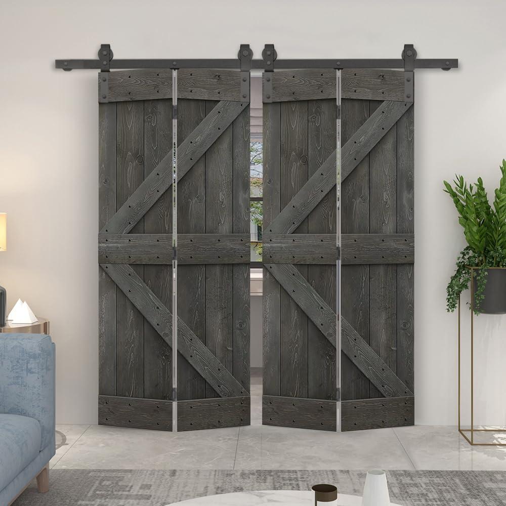 Calhome 84'' Solid Wood Barn Doors Painted without Installation Hardware Kit Barn Door