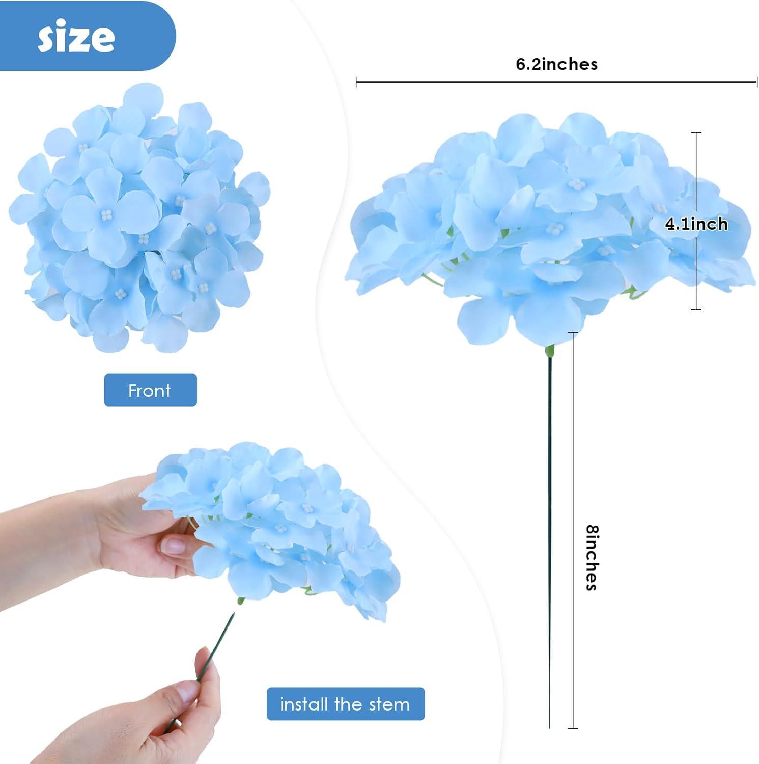 TITOUMI Hydrangea Silk Flowers Heads Blush Pack of 10 Full Hydrangea Flowers Artificial with Stems for Wedding Home Party Shop Baby Shower Décor