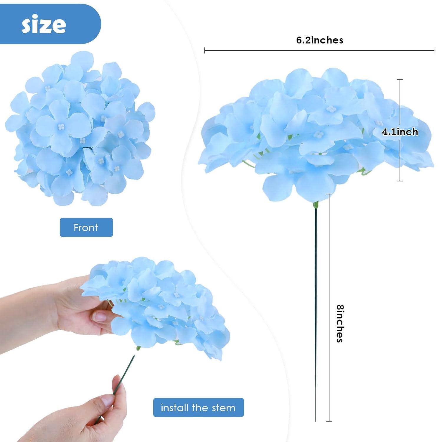 TITOUMI Hydrangea Silk Flowers Heads Blush Pack of 10 Full Hydrangea Flowers Artificial with Stems for Wedding Home Party Shop Baby Shower Décor