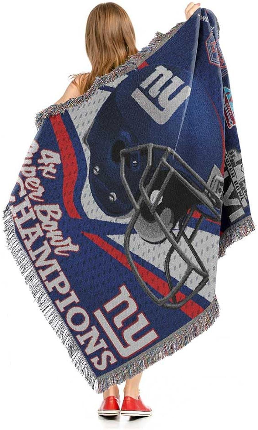 Northwest NFL New York Giants Throw Blanket, 4x Champs Commemorative Football Decor, 48x60 Inches