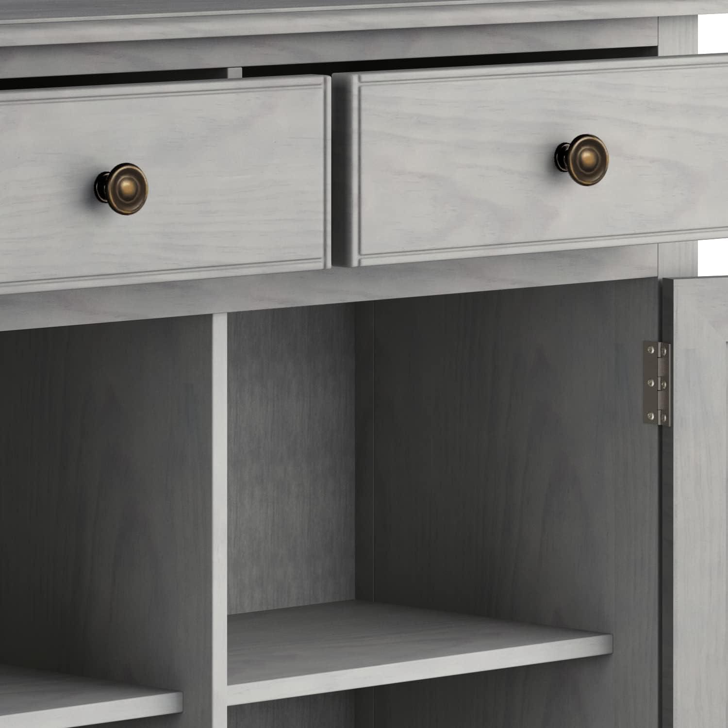 Simpli Home Connaught 40"W Solid Wood 2-Shelf Entryway Storage Cabinet with 2 Storage Drawers