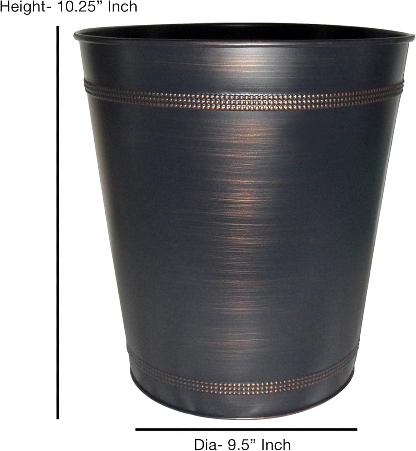 Bronze Finish Cylindrical Leakproof Kitchen Wastebasket