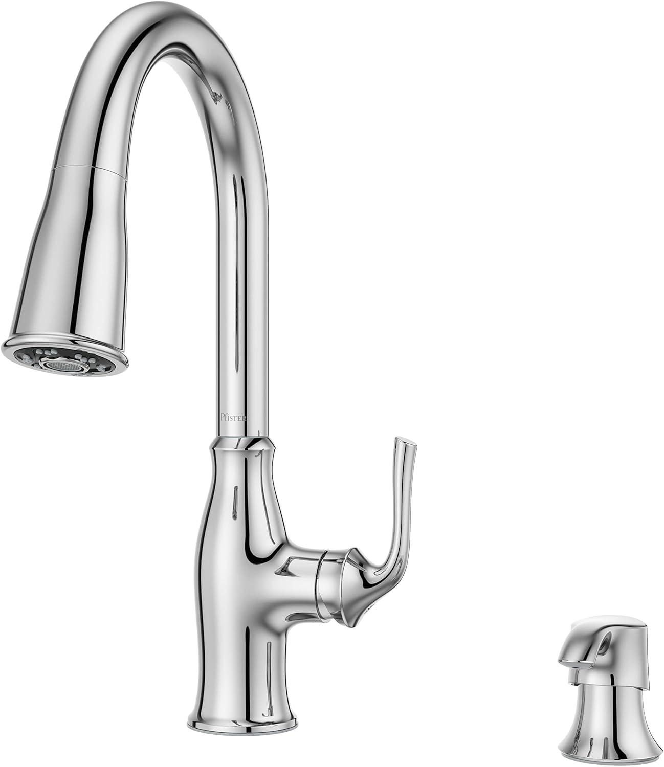 Spot Defense Stainless Steel Pull Down Kitchen Faucet with Soap Dispenser