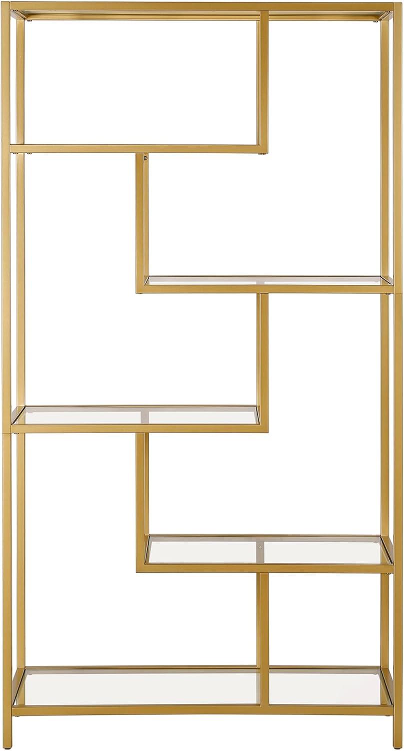 Evelyn&Zoe Isla 68" Tall Rectangular Bookcase, Gold