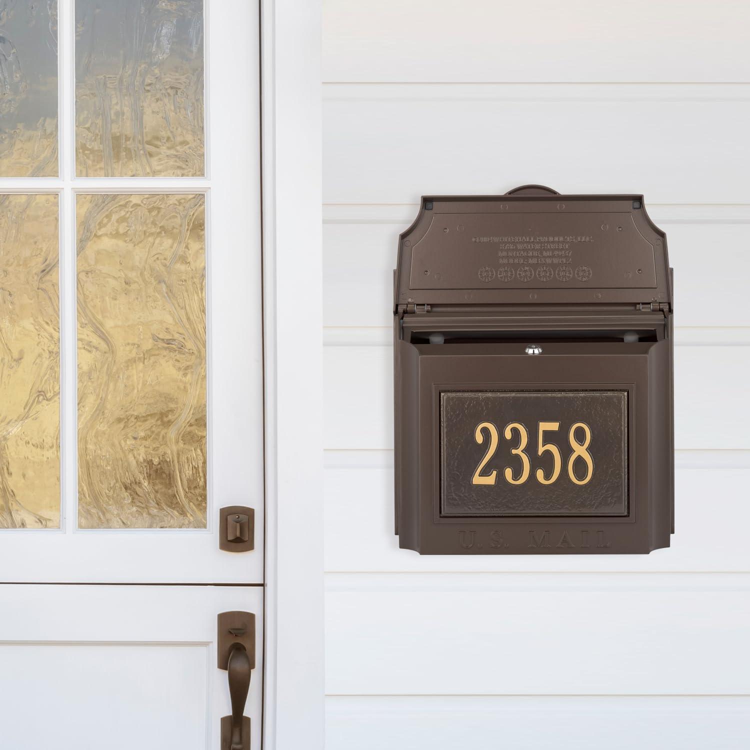 Large Bronze and Gold Lockable Aluminum Wall-Mounted Mailbox