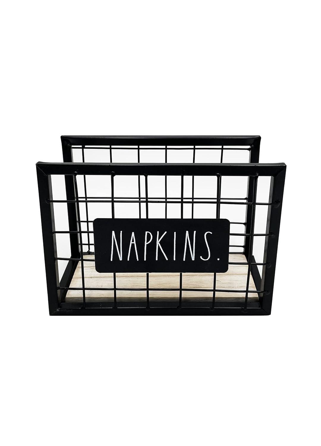 Rustic Black Wooden Upright Napkin Holder