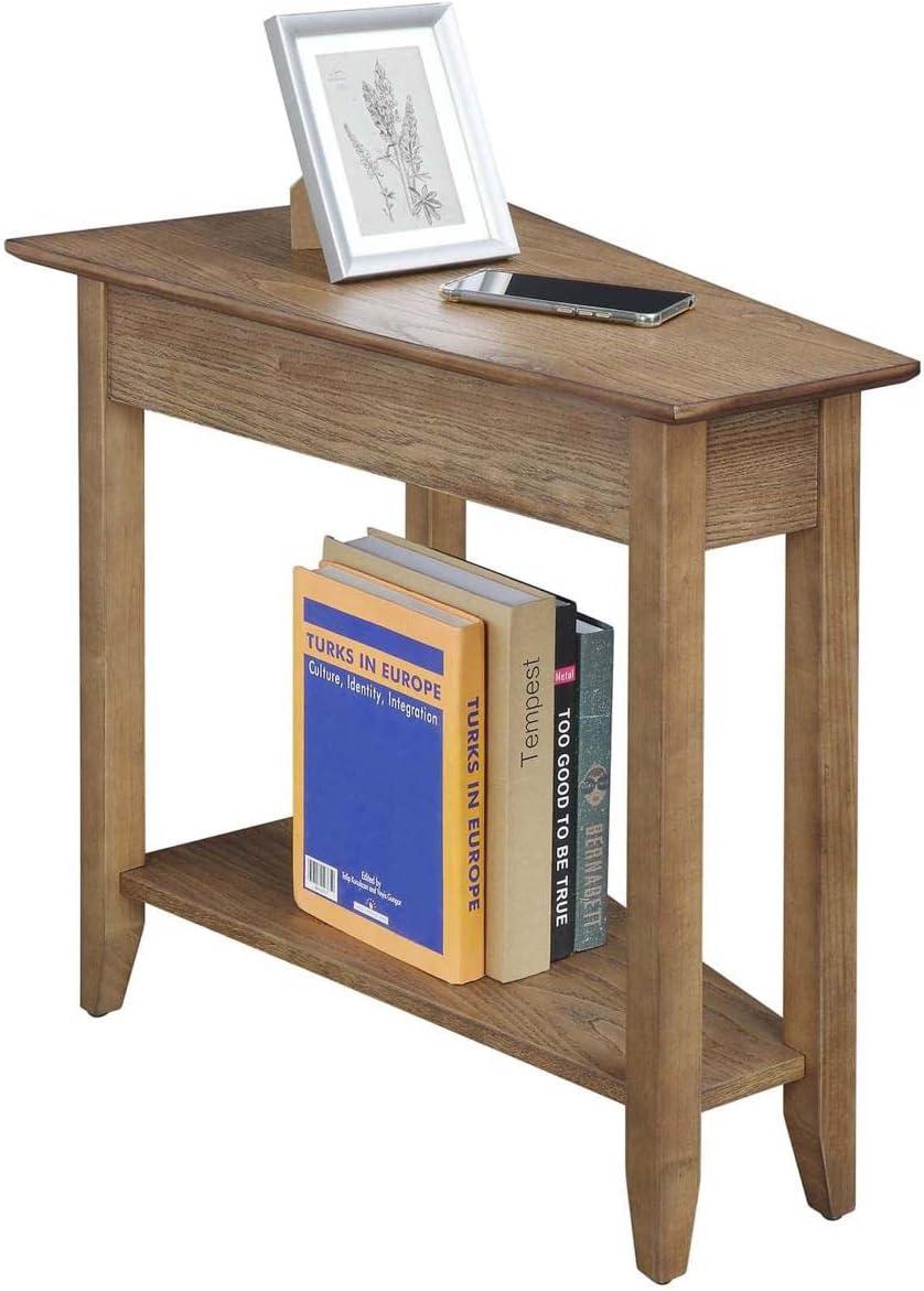 Driftwood Triangular Wood End Table with Shelf, 24" x 16" x 24"