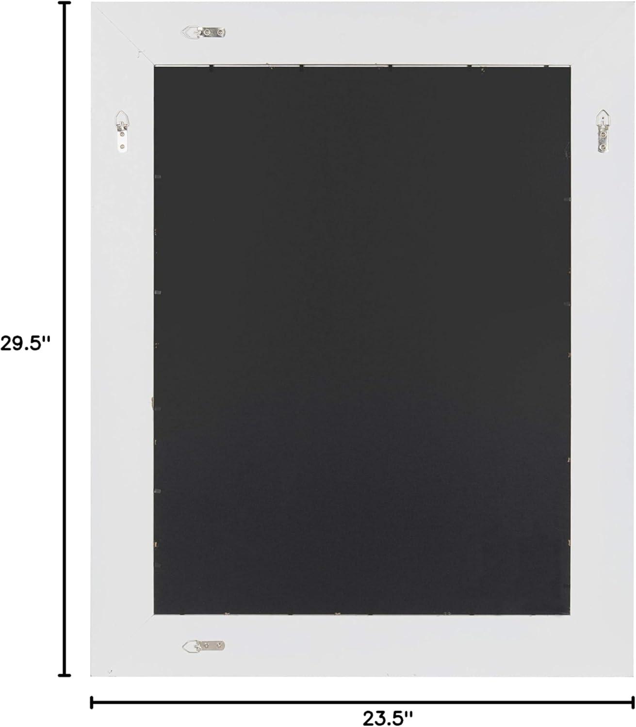 24" x 30" Rost Pieced Wood Framed Wall Mirror White - DesignOvation: Modern Rectangle, No Assembly Required