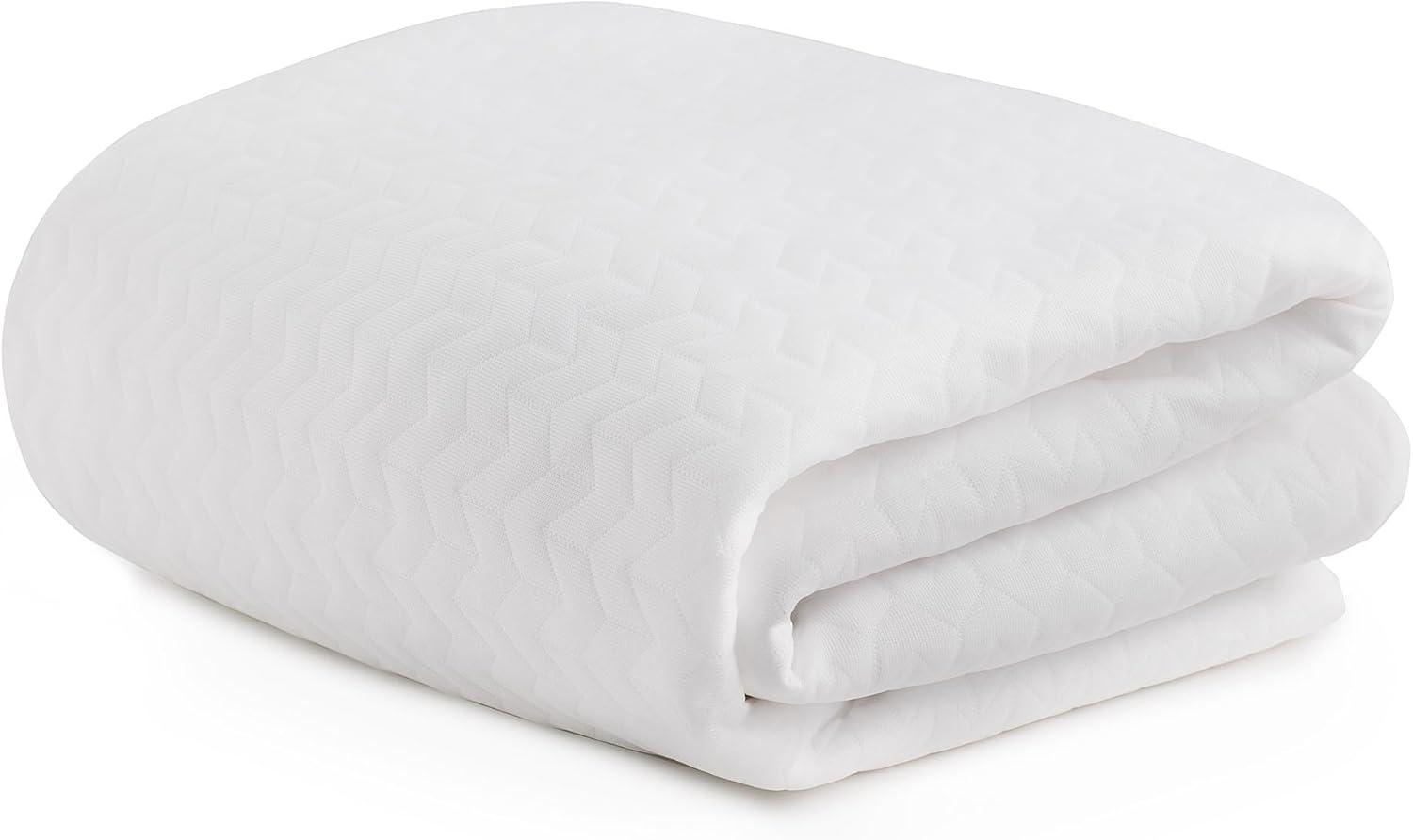 White Washable Polyester Full Mattress Topper Cover with Zipper