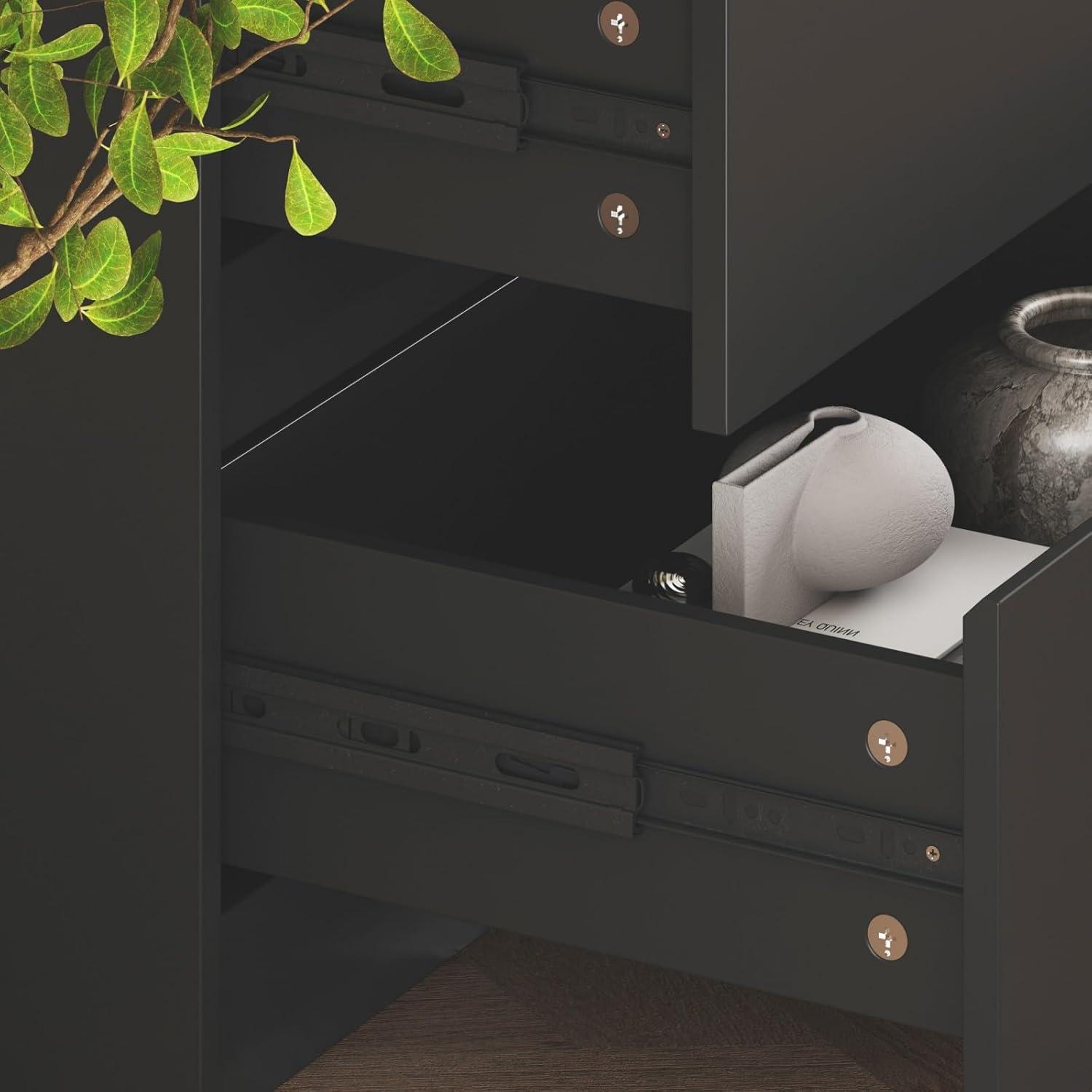 FAMAPY Chest of Drawers Dresser No Handles, 6 Drawer Dresser with Wide Storage, Modern Contemporary 6-Drawer Chest, for Bedroom Black (59”W x 15.7”D x 32.3”H)