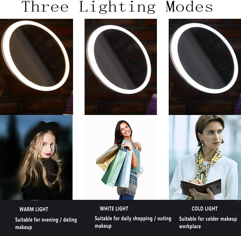 8.5 Inch Wall Makeup Mirror with 3 Tones LED Lights,Double Sided Vanity Mirror for Bathroom 10X Magnification,Plug Powered (Black/10X)