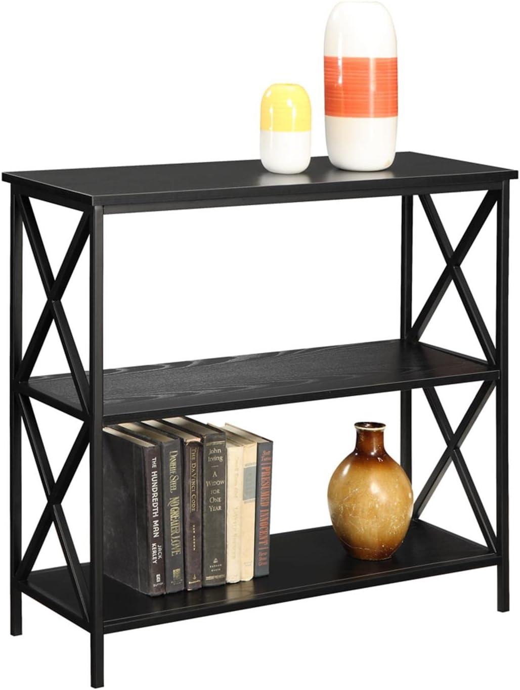 Tucson Modern Black 3-Tier Particleboard Bookcase