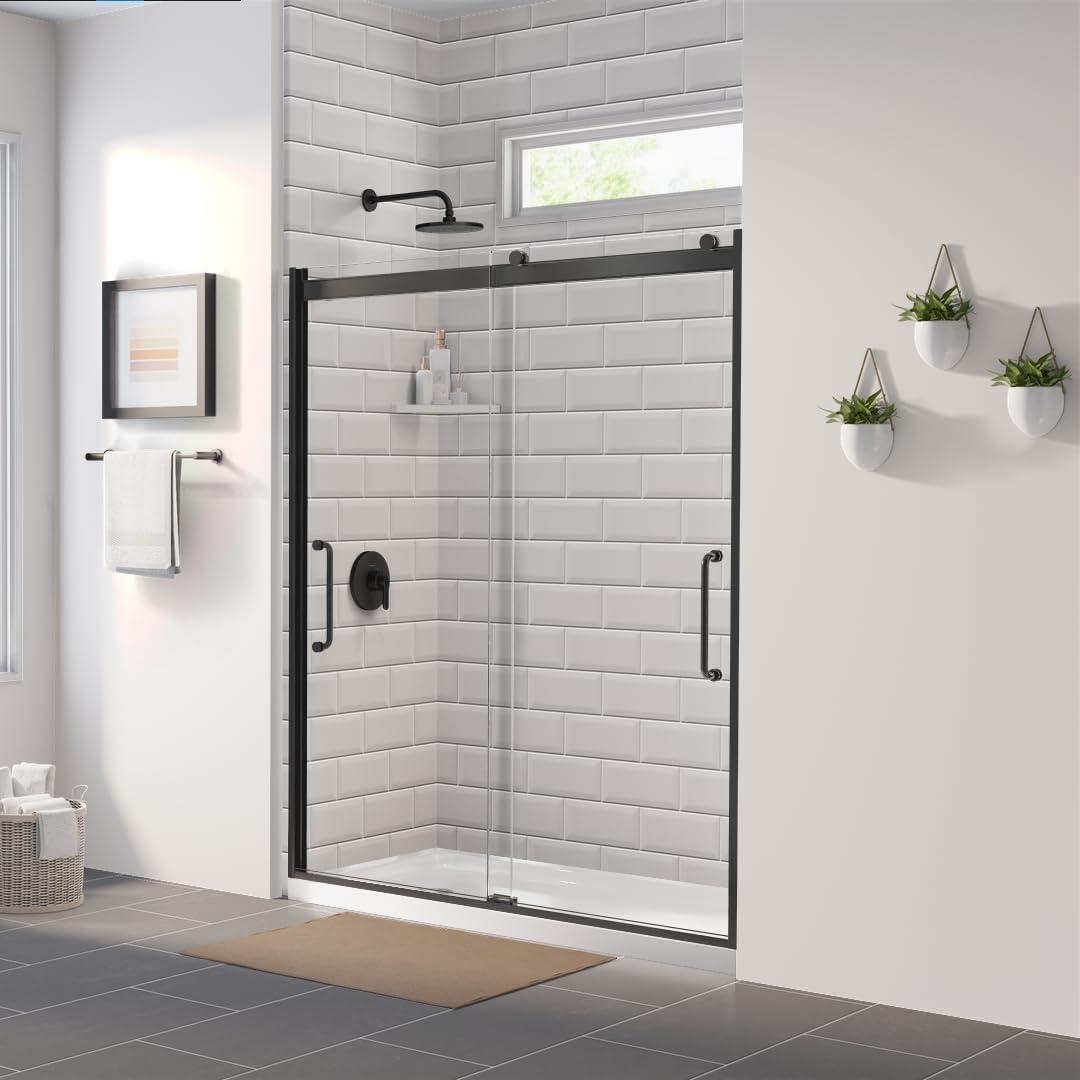 Arelo 56" - 60" W x 72" H Semi-Frameless Shower Door