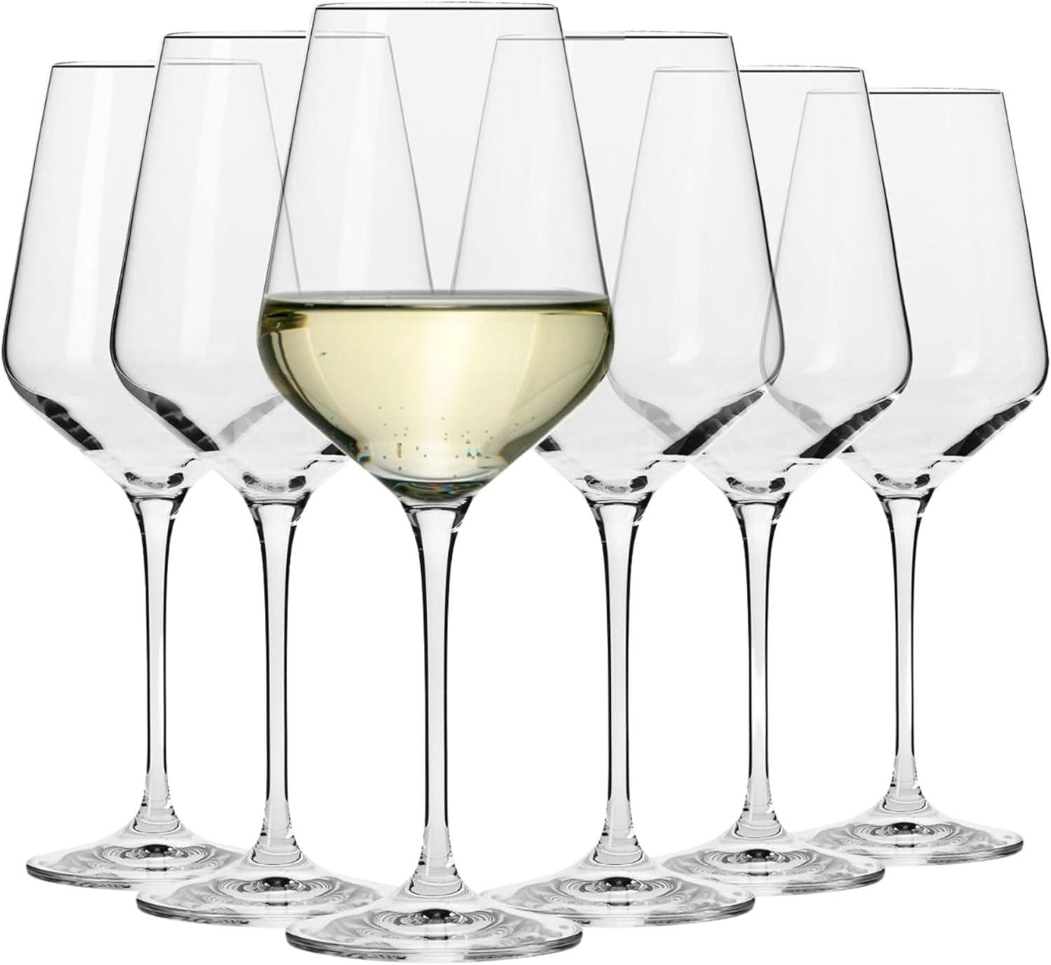 Avant-Garde Collection Crystalline Glass White Wine Glasses Set of 6 13.2 oz Elegant Stem Dishwasher Safe Perfect for Entertaining