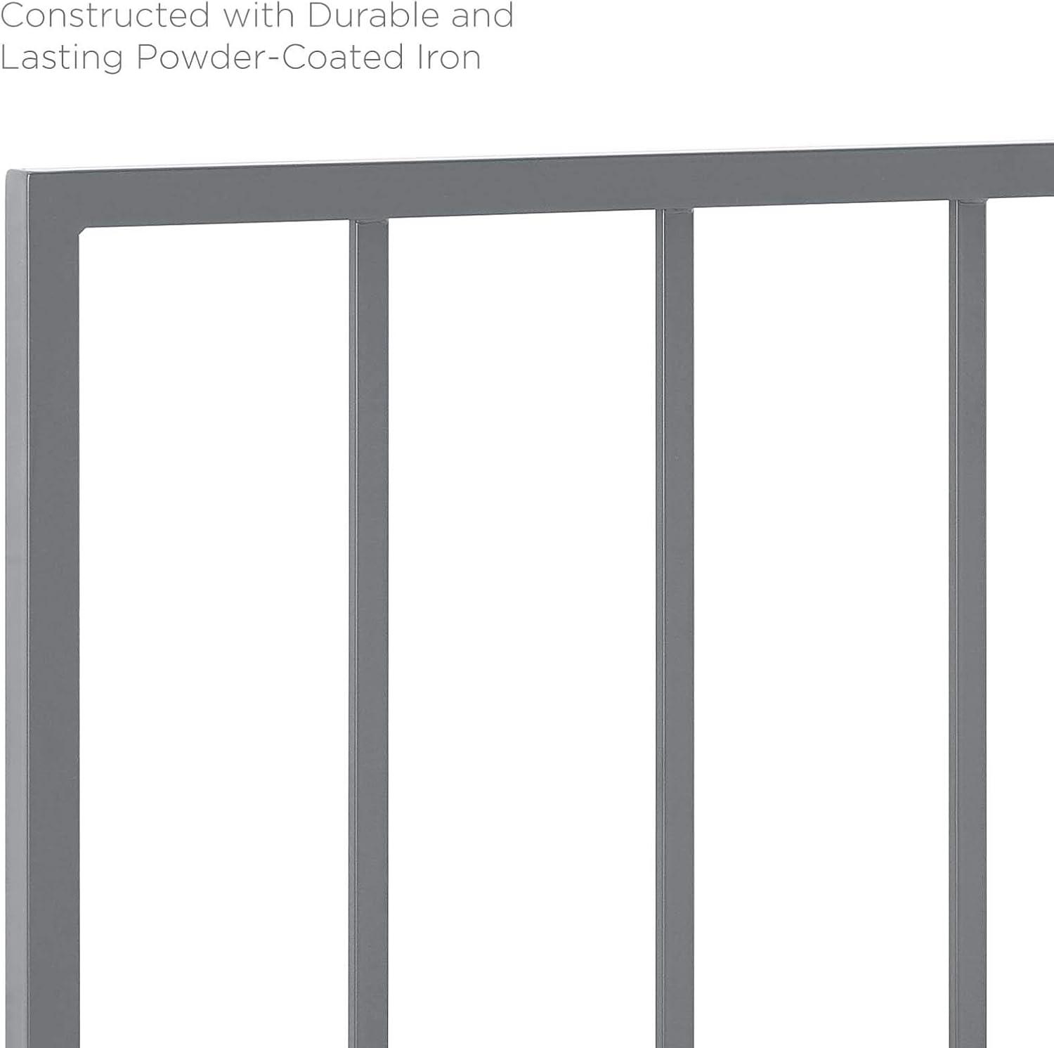 Modway Tatum Full Modern Style Powder Coated Iron Headboard in Gray