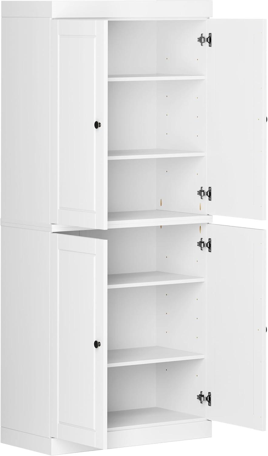 Palace Imports 100% Solid Wood Kitchen Pantry Storage Cabinet with Doors and Adjustable Shelves, White