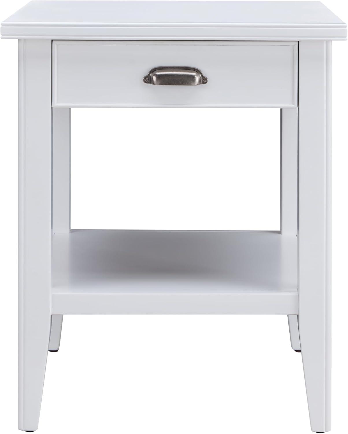 Leick Home 10507-WT Laurent End Table with Drawer and Display Shelf-White