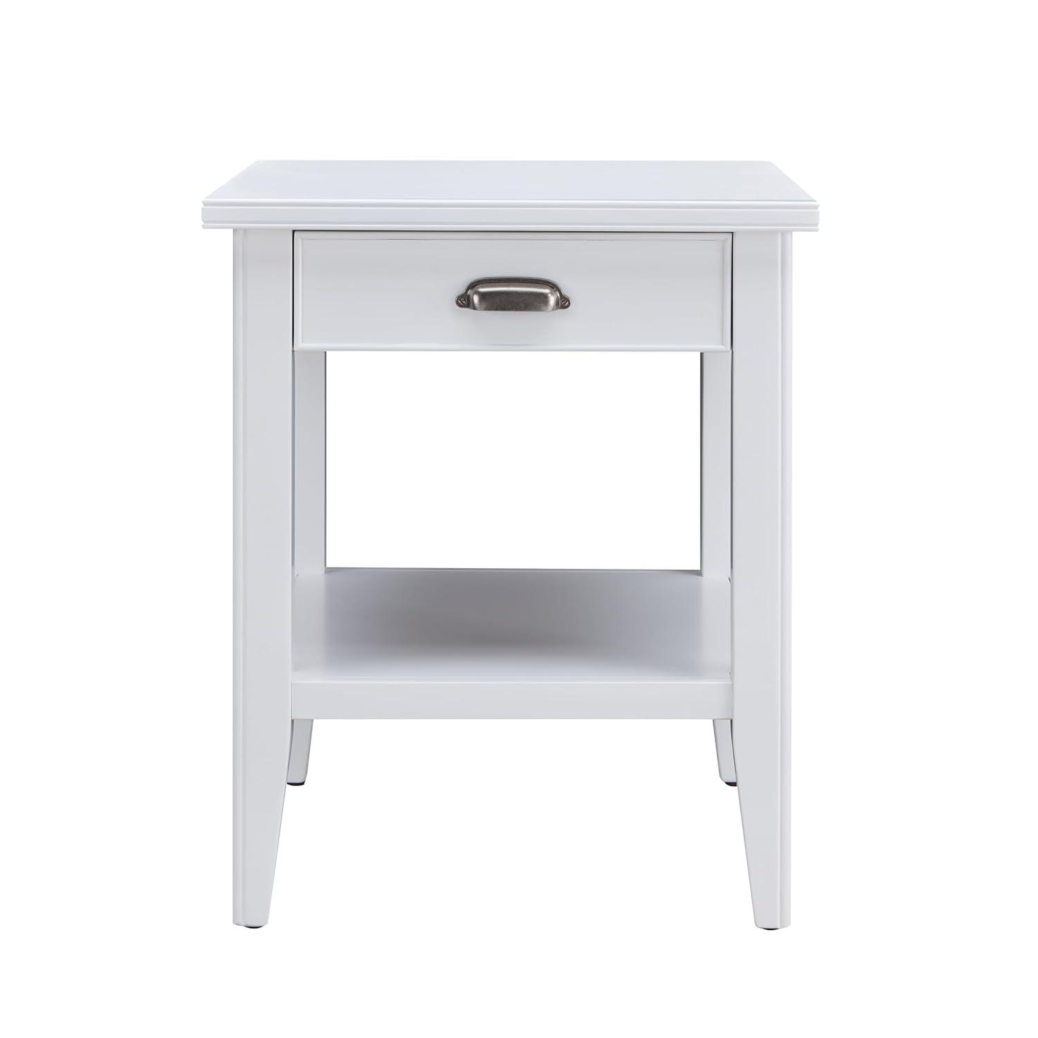 Leick Home 10507-WT Laurent End Table with Drawer and Display Shelf-White