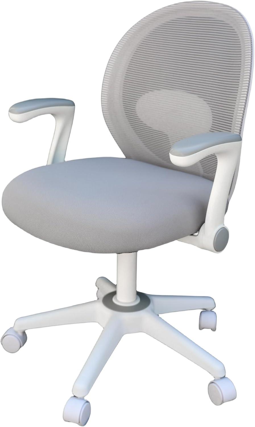 Grey Mesh and Fabric Task Chair with Adjustable Arms