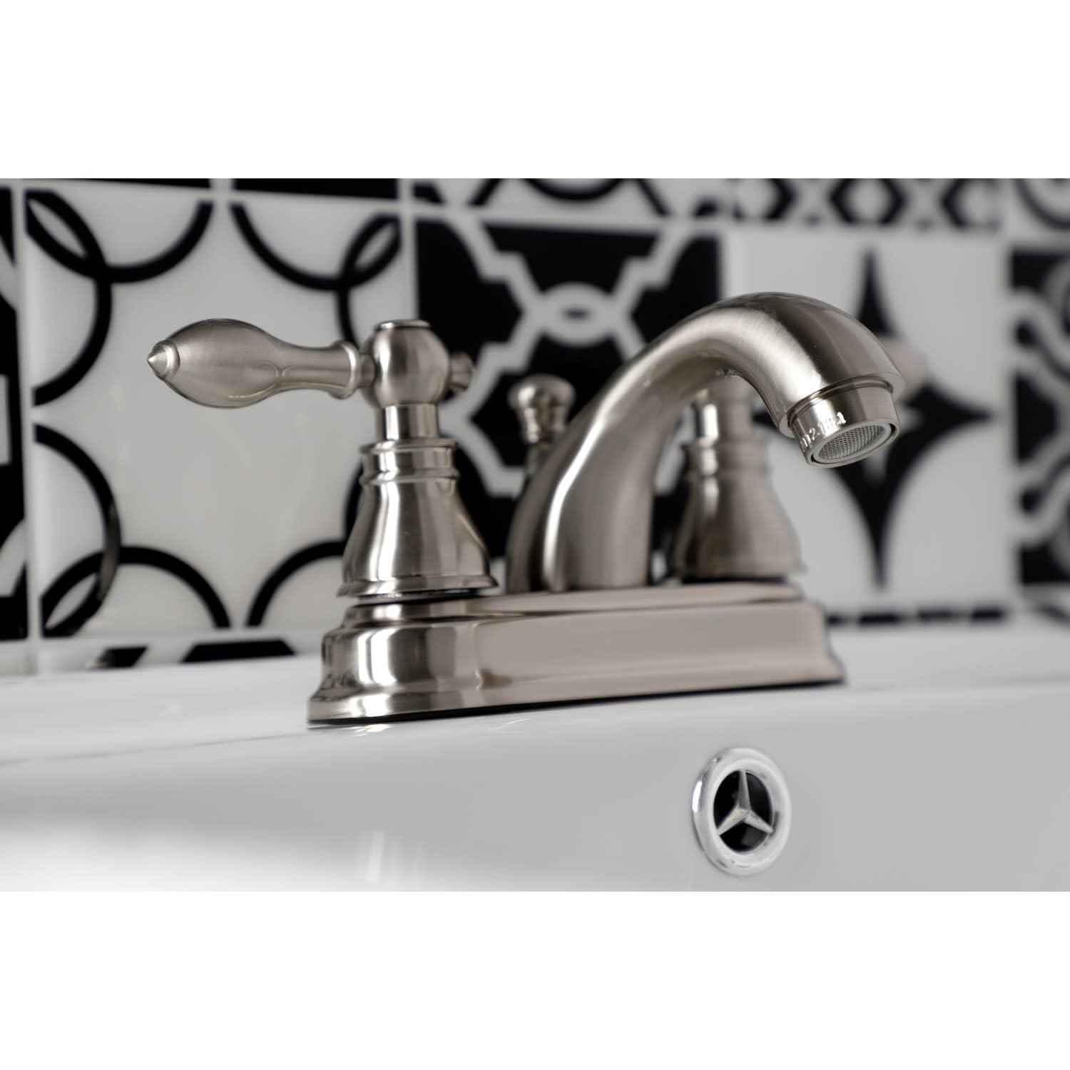 Kingston Brass Kingston Brass American Classic Two-Handle 3-Hole Deck Mount 4" Centerset Bathroom Faucet with Plastic Pop-Up KB2602ACL