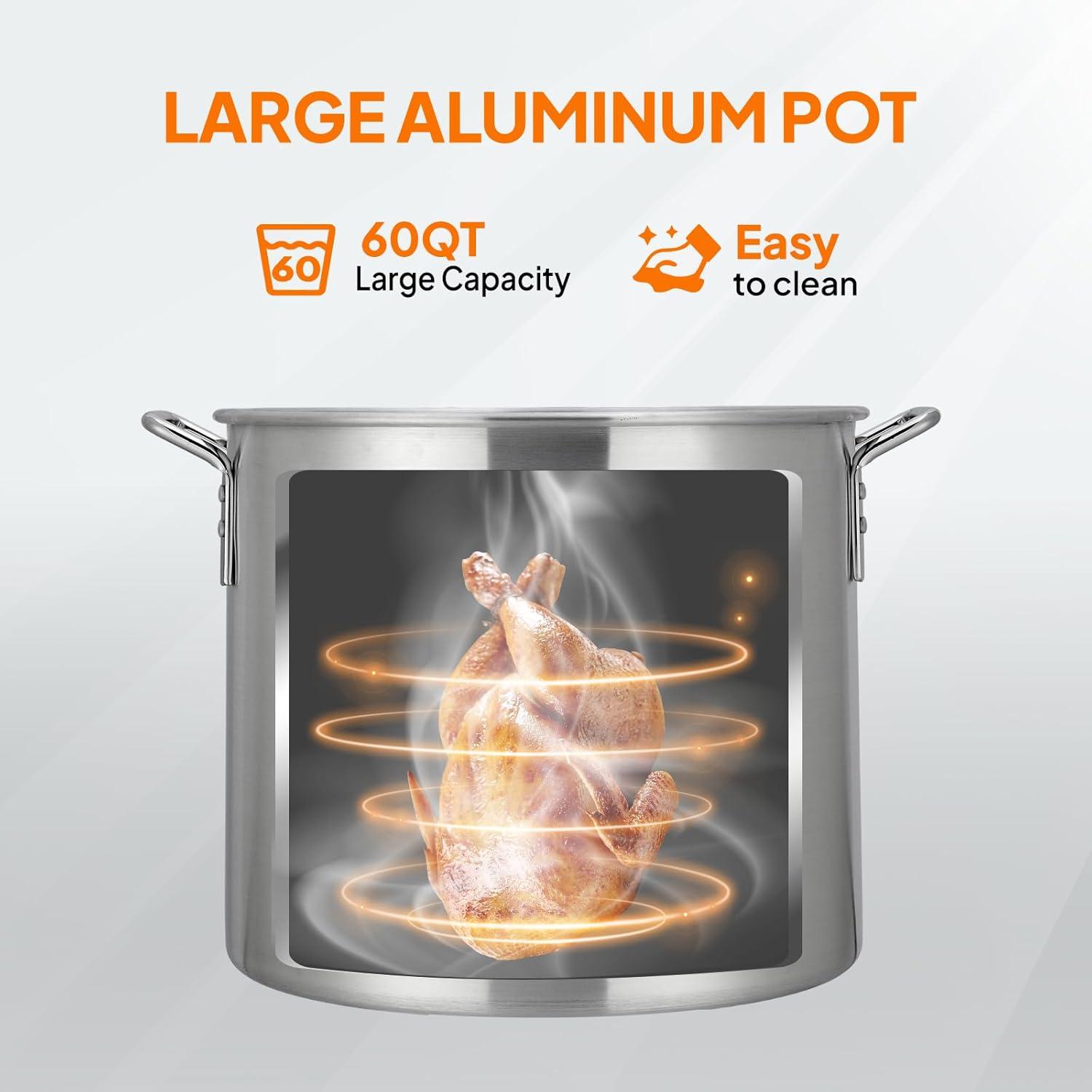 ROVSUN 60QT Turkey Fryer & Seafood Boiler Steamer with 150,000 BTU Propane Stove, Aluminum Outdoor Deep Fryer with Basket & Hook for Outdoor Backyard