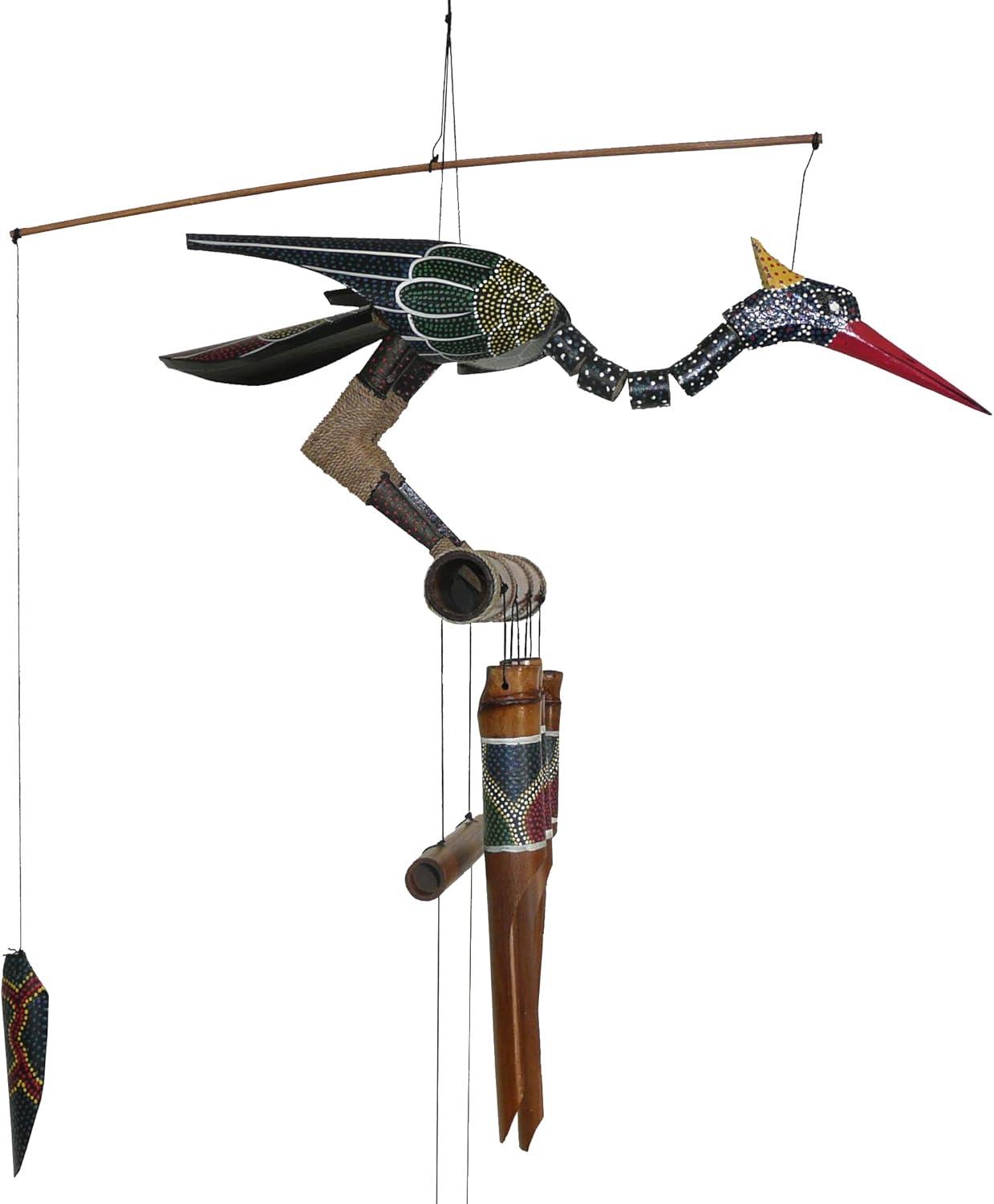 Handmade Multicolor Bamboo and Coconut Wood Bird Wind Chime