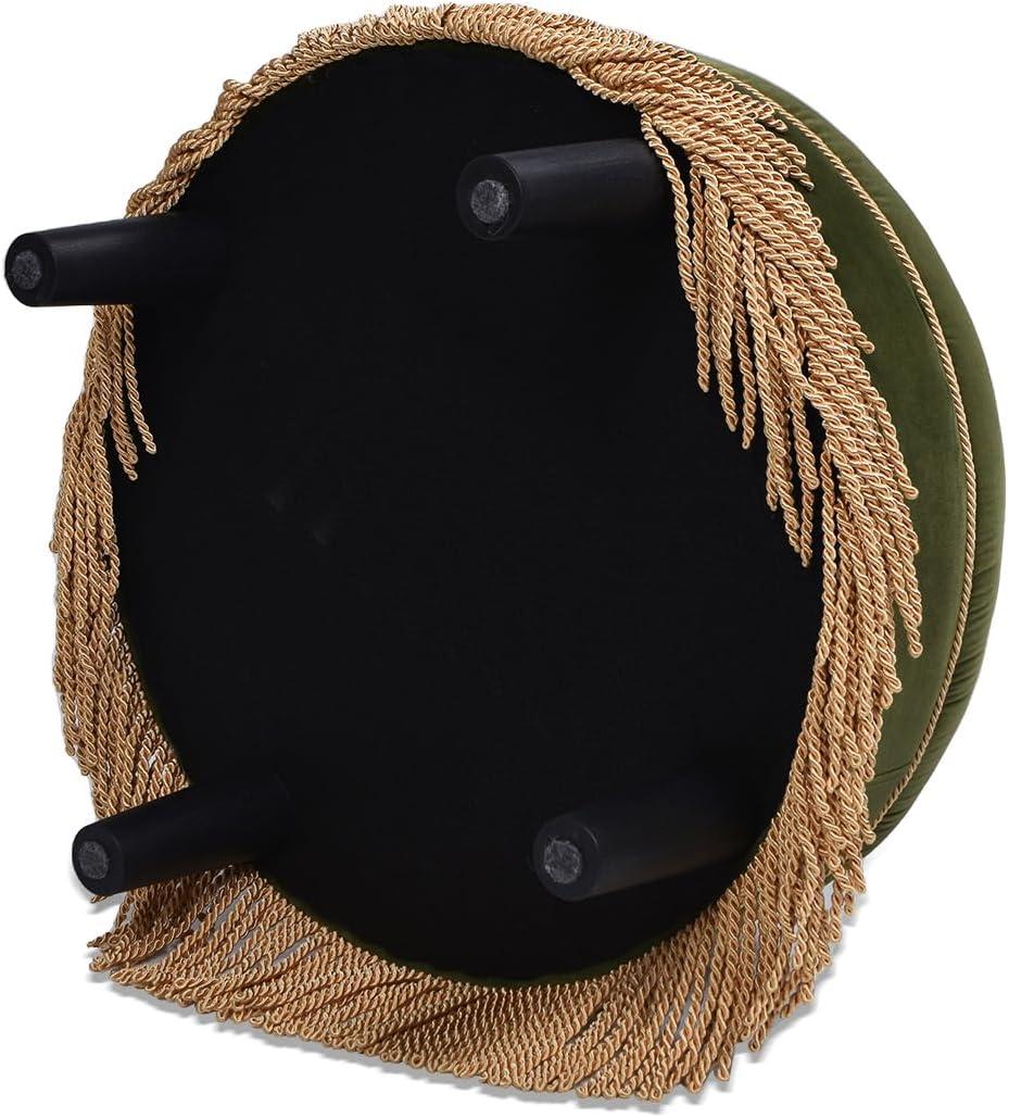 Jennifer Taylor Home Yolanda 24" Round Upholstered Accent Ottoman, Olive Green Performance Velvet