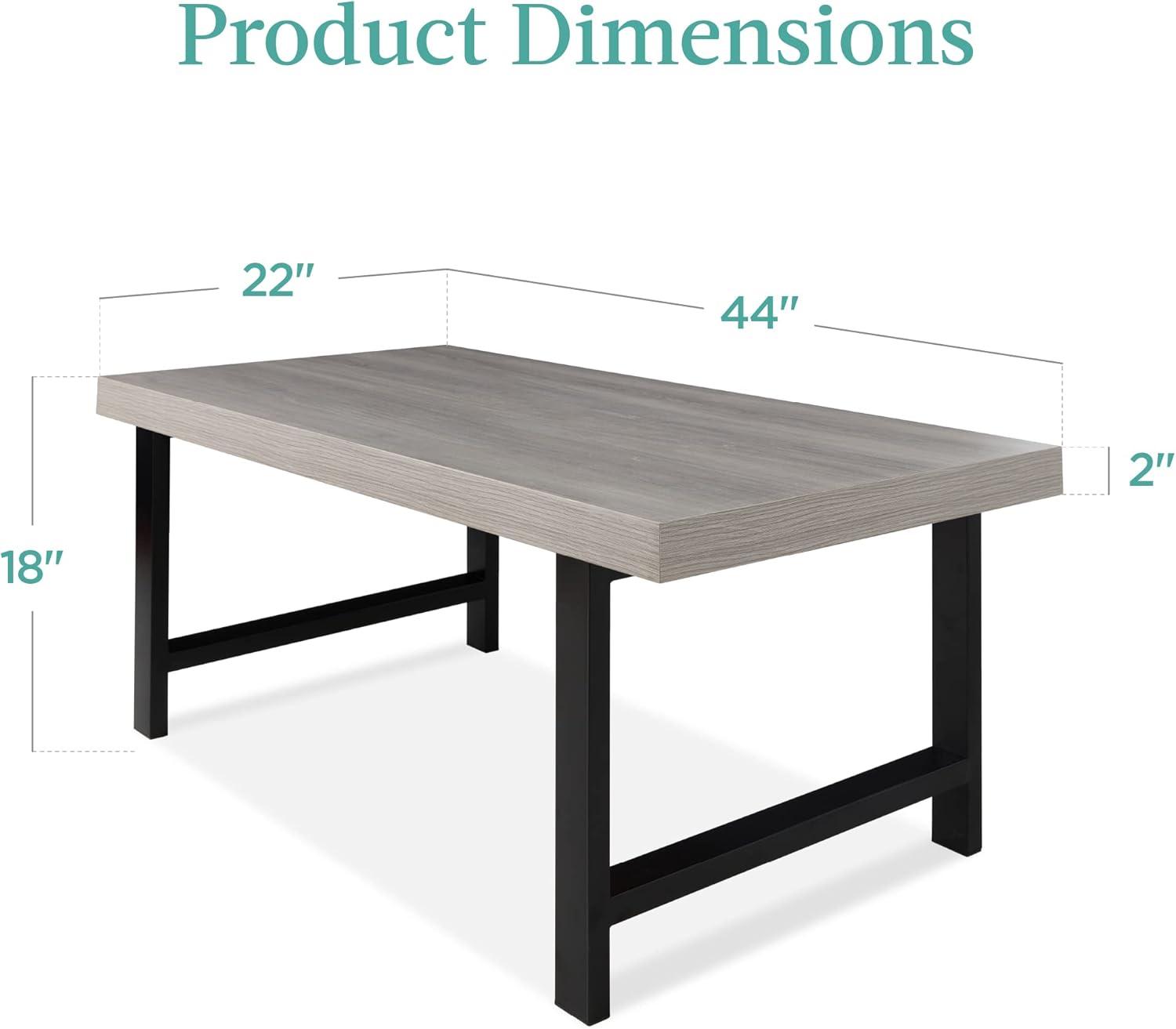 Best Choice Products 44in Modern Butcher Block Top Coffee Table, Rectangular Wood Accent Table w/ Metal Legs