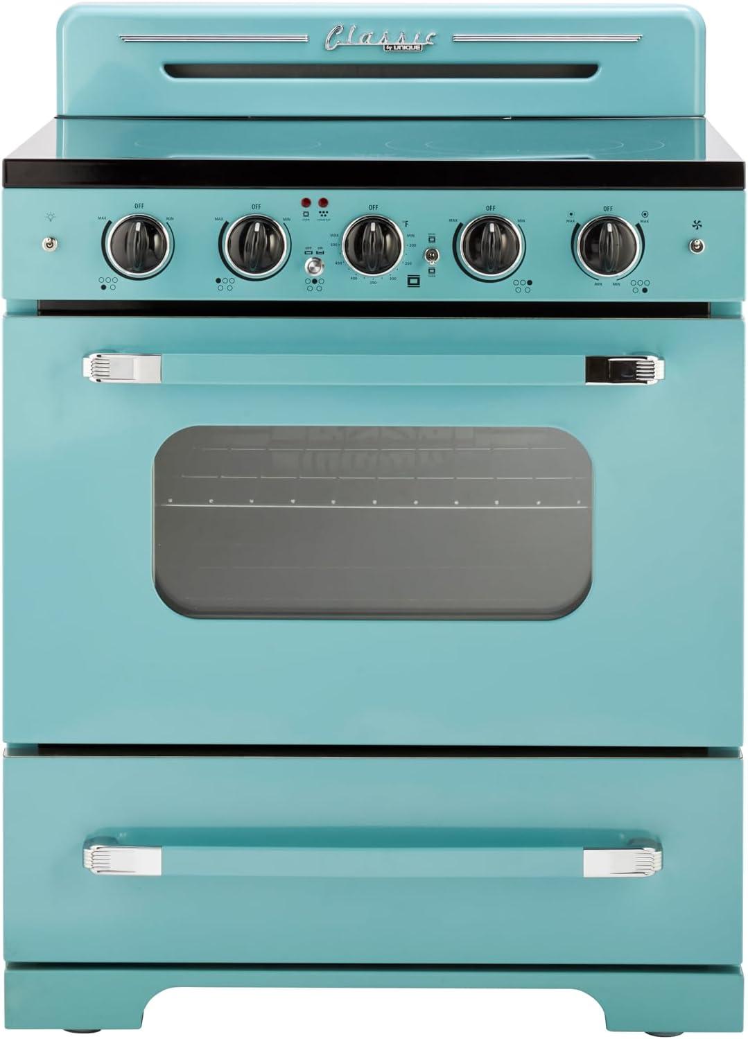 Classic Retro 30" 5 Element 3.9 cu. ft. Freestanding Electric Glass Top Range with Convection Oven