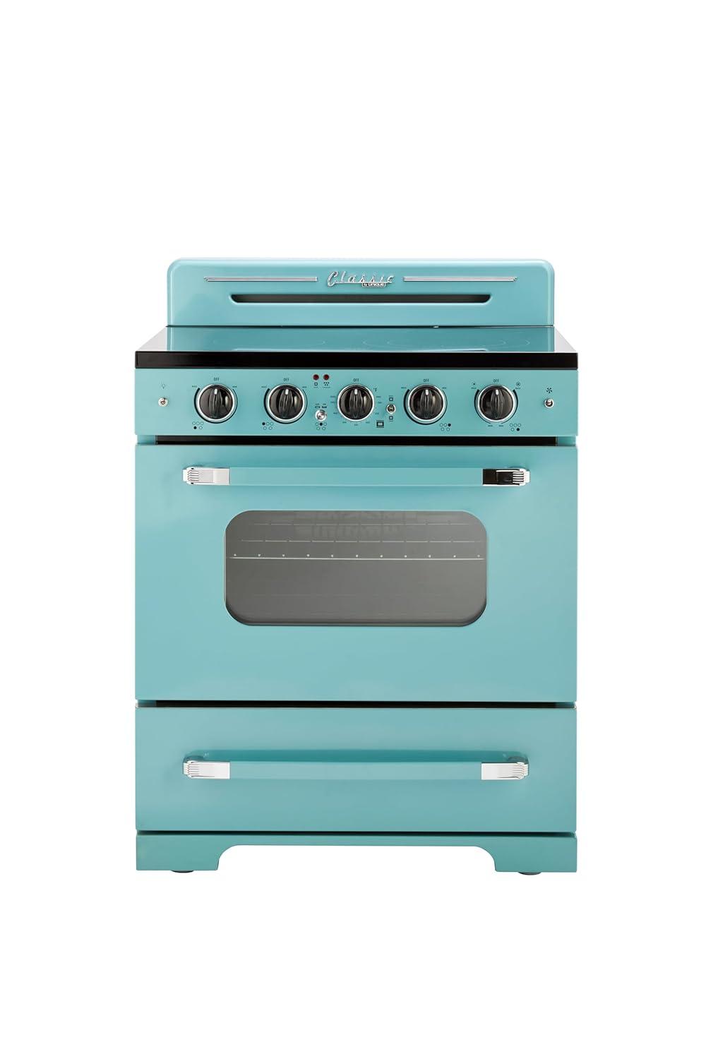 Unique Appliances Classic Retro 30" 5 Element 3.9 cu. ft. Freestanding Electric Glass Top Range with Convection Oven UGP-30CR EC T