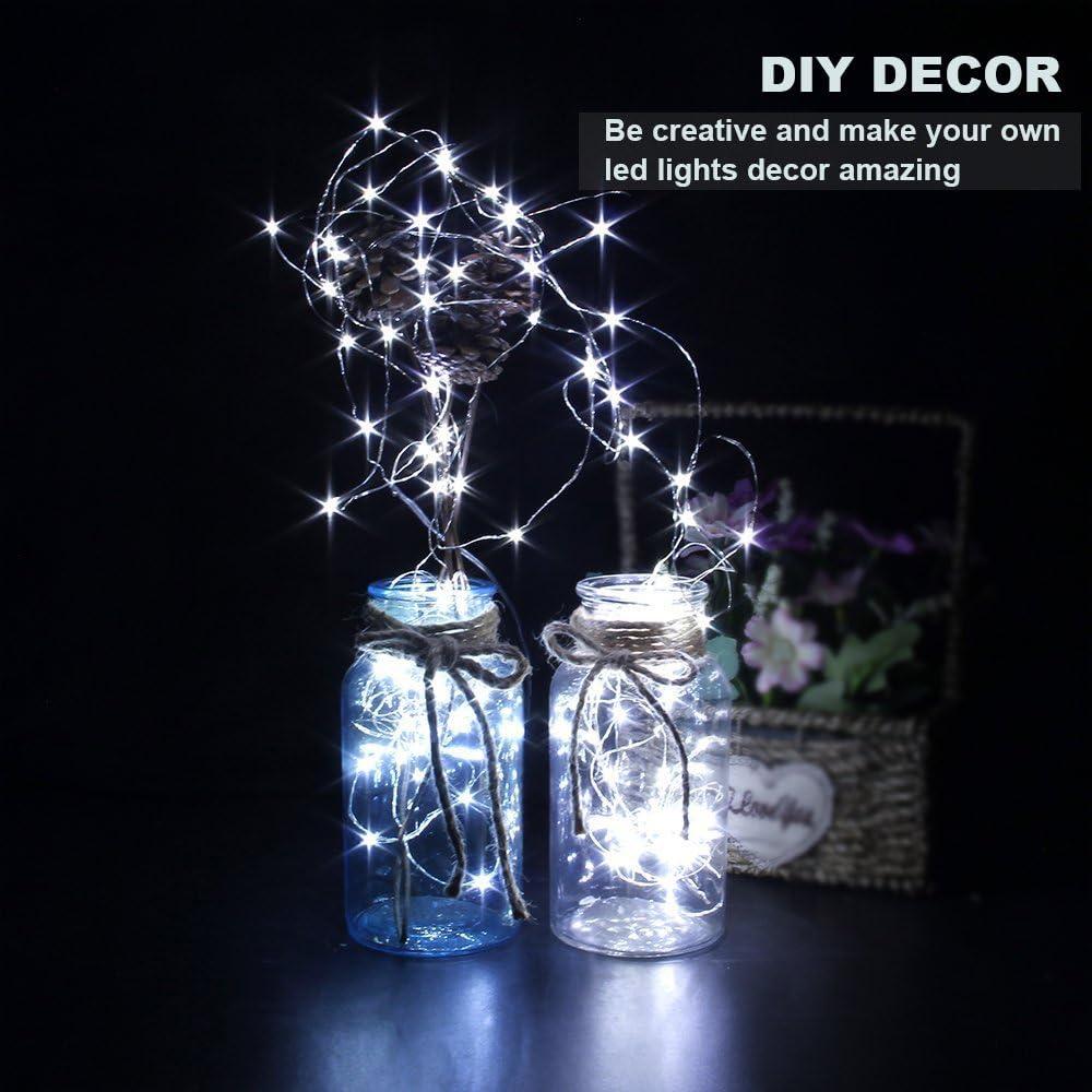 CYLAPEX 6 Pack Blue Fairy Lights Battery Operated Fairy String Lights Firefly Lights LED Starry String Lights 3.3ft 20 LEDs Silvery Copper Wire for Christmas DIY Decoration Costume Wedding Party
