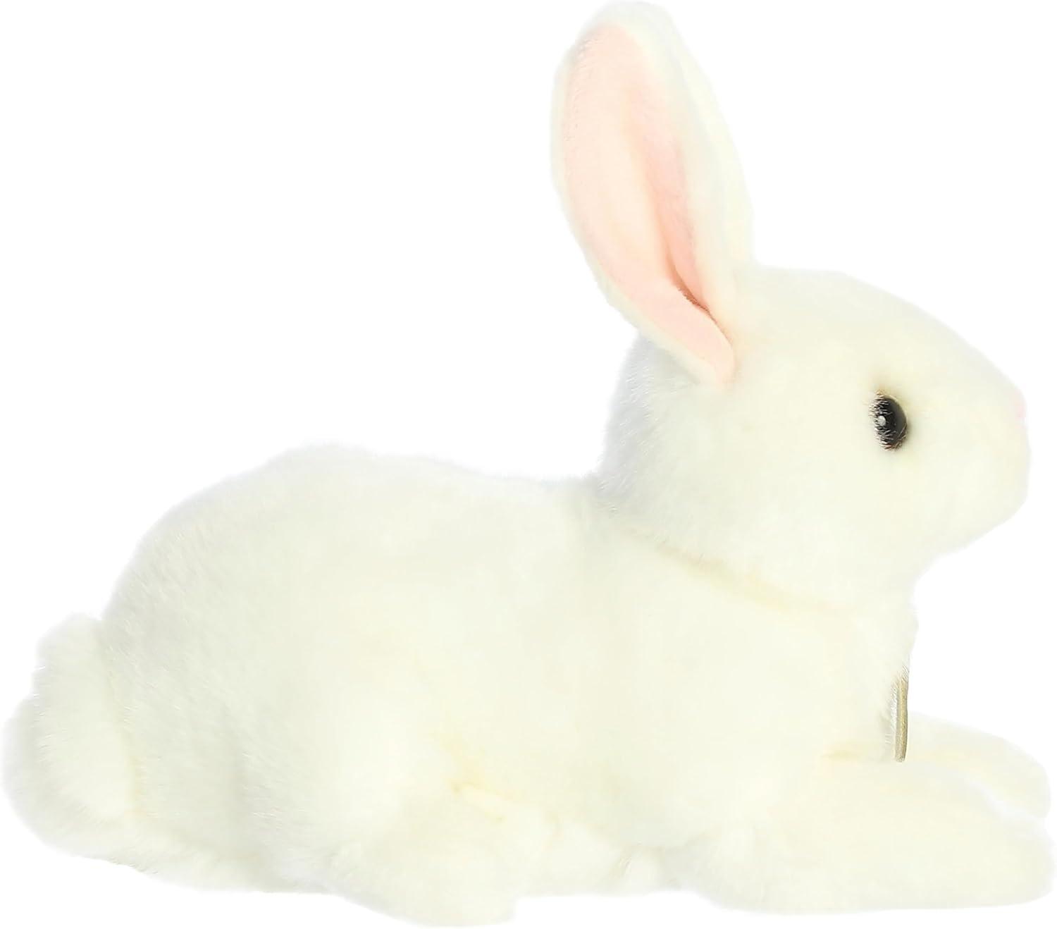 Aurora Small American White Rabbit Miyoni Realistic Stuffed Animal White 8"