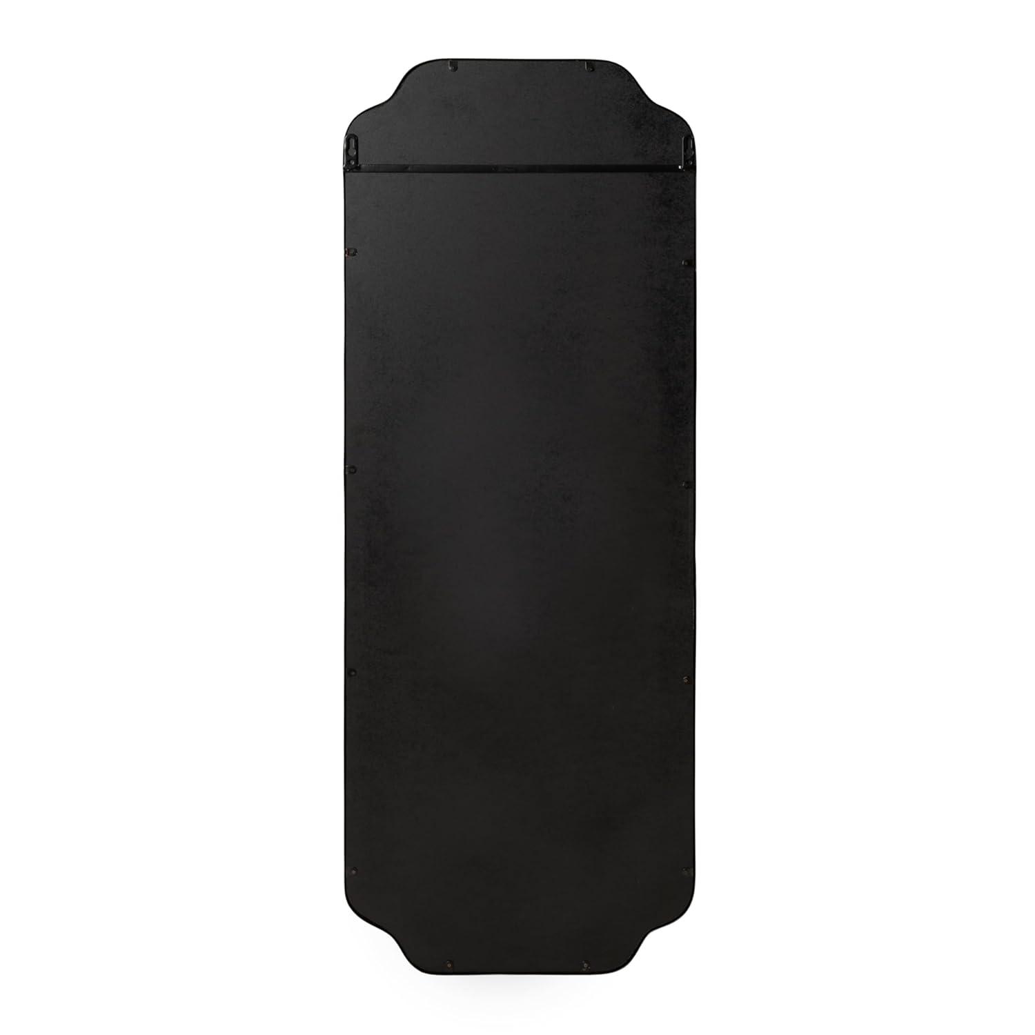 Kate & Laurel All Things Decor 18"x48" Plumley Framed Wall Mirror Black: Scallop Corner, Wall Mount