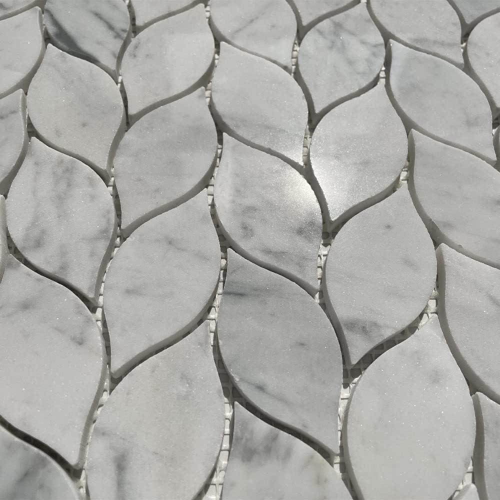 Modern Polished Carrara White Marble Mosaic Tile for Bathroom and Kitchen