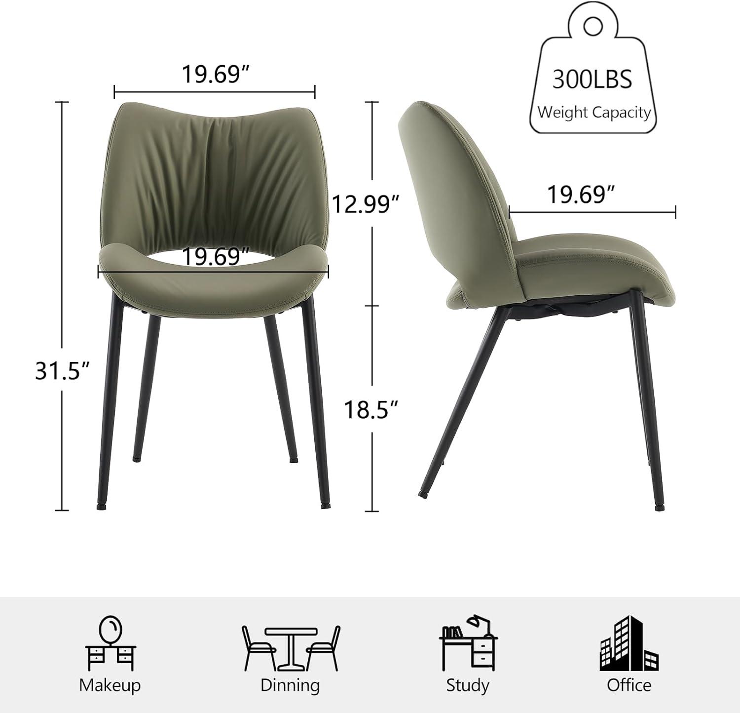 Mackensie Upholstered Dining Chairs Faux Leather Kitchen Chairs with Metal Legs