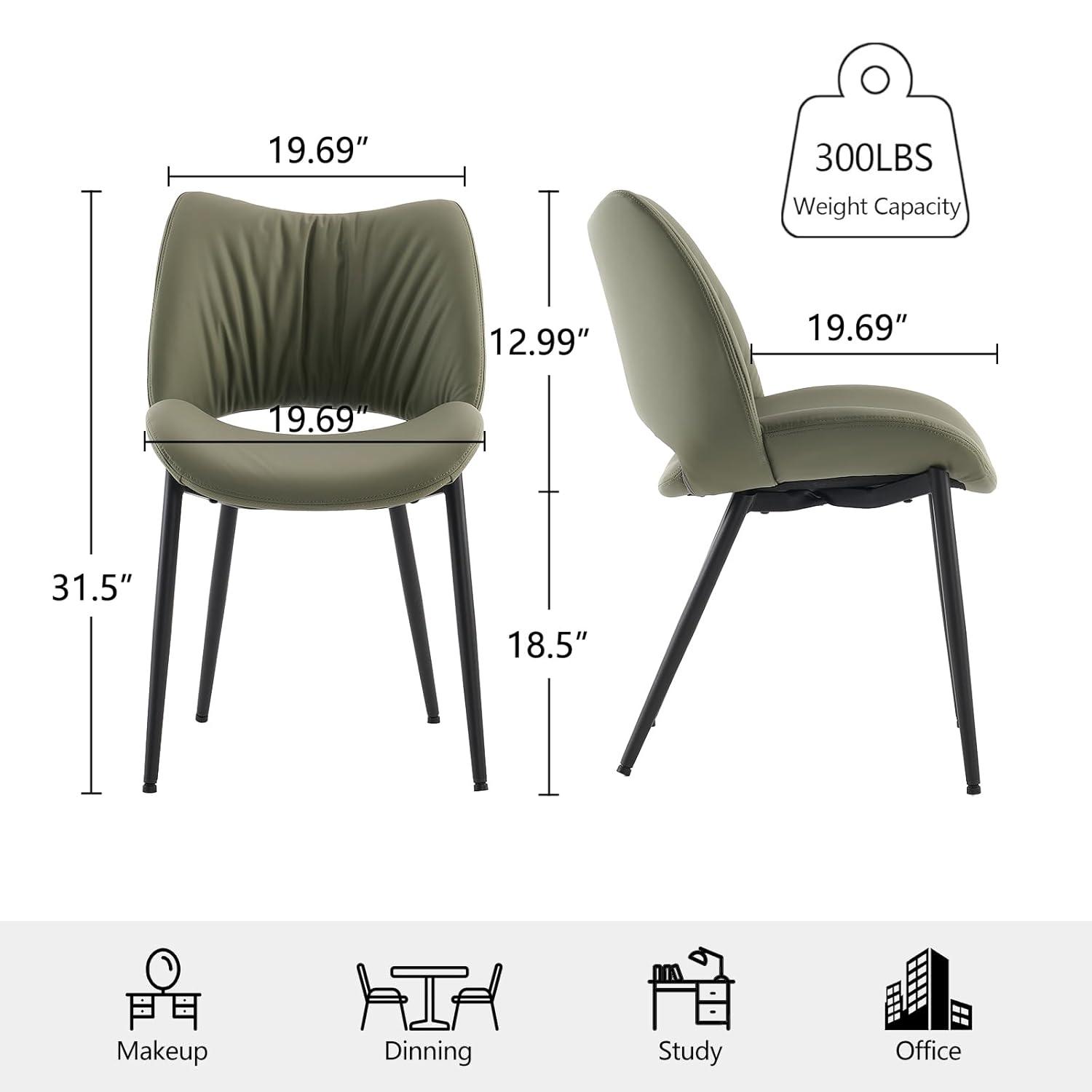 Mackensie Upholstered Dining Chairs Faux Leather Kitchen Chairs with Metal Legs (Set of 2)