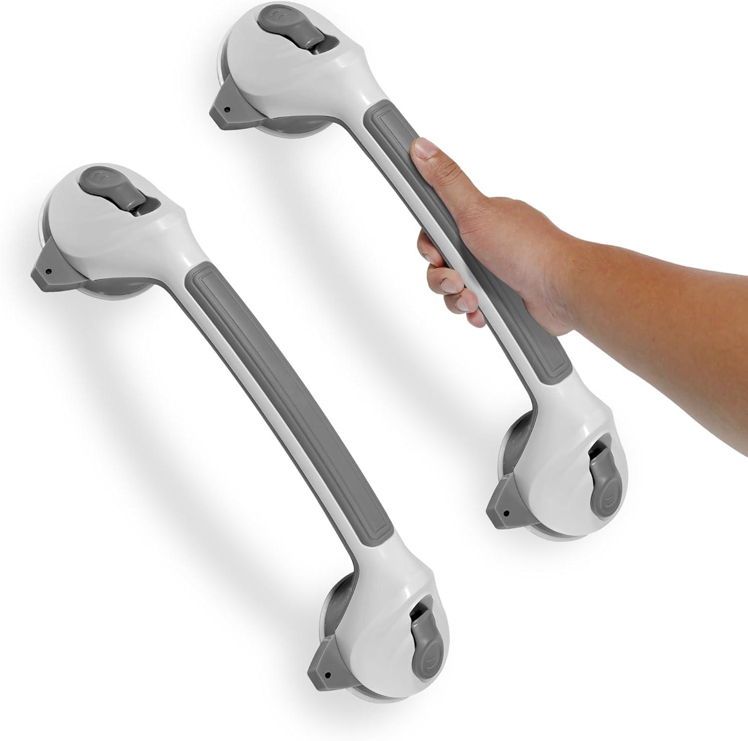 Grab Bars for Bathtubs and Showers, 2 Pack 16.8 Inch Shower Handles, Strong Suction Grab Bar for Shower, Anti-Slip Shower Grab Bars for Seniors, Bathroom Handicap Grab Bars with Indicators