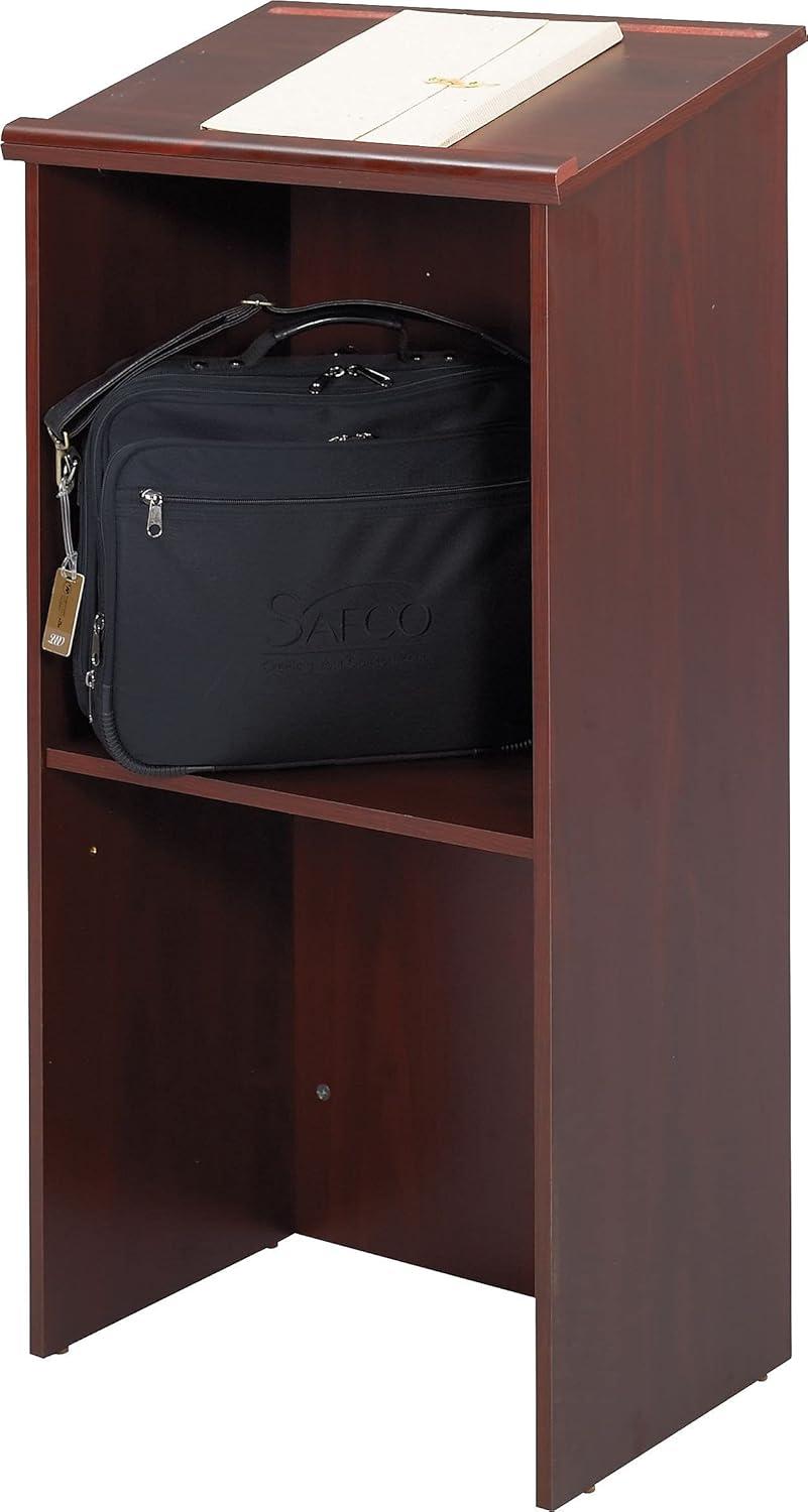 Safco Stand-Up Adjustable Shelf Lectern, 23 x 15.75 x 46, Mahogany