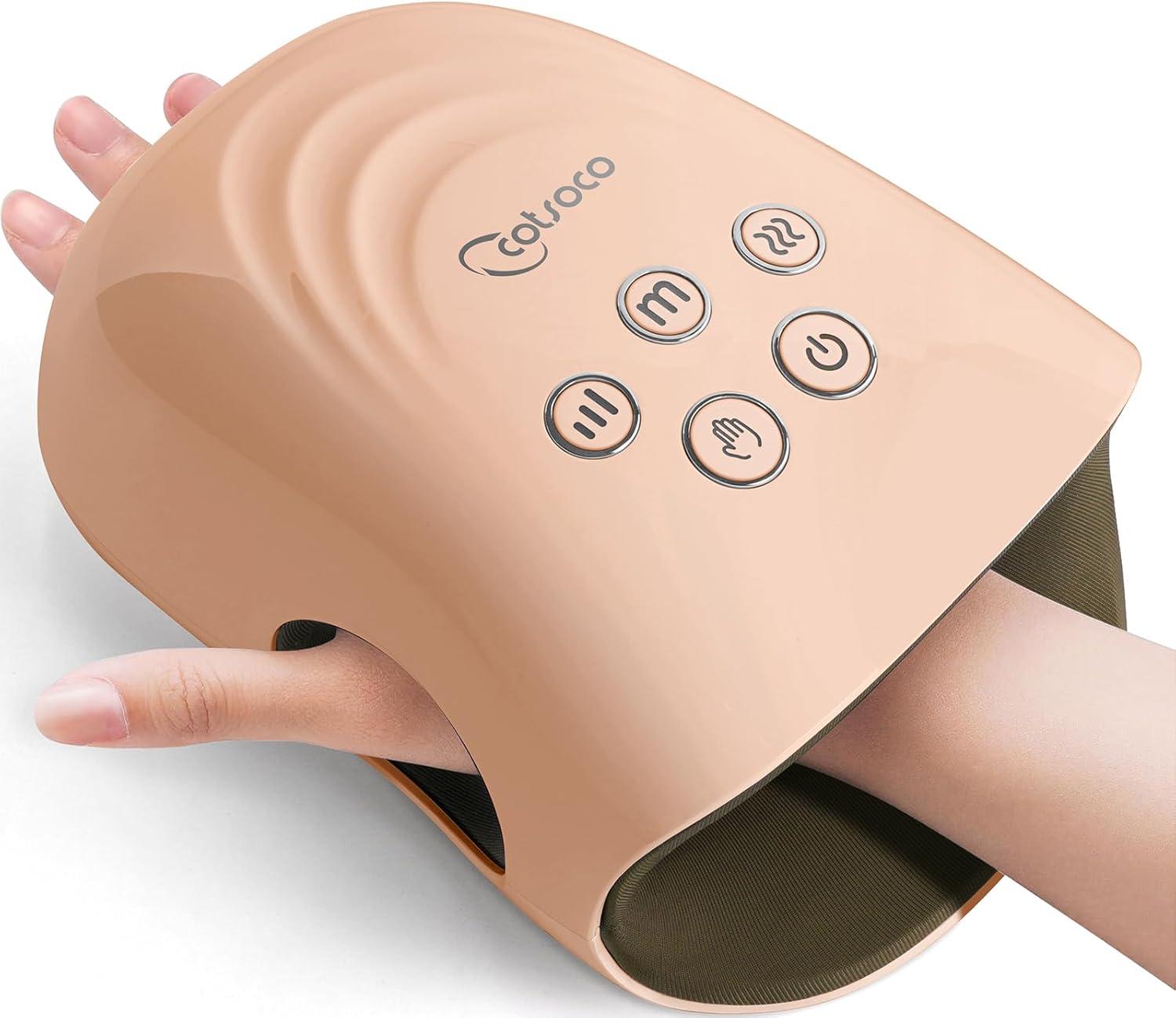 cotsoco Hand Massager with Heat and Compression for Arthritis and Carpal Tunnel, Birthday Gifts for Women Mom Men, Pink