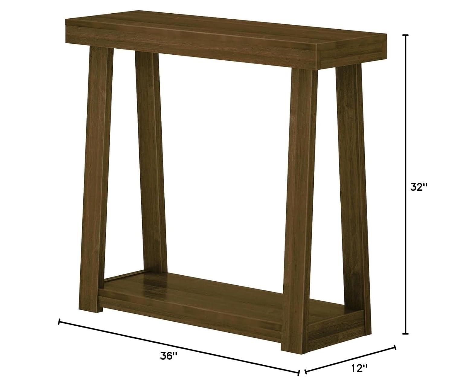 Plank+Beam 36” Solid Wood Console Table with Storage, Classic Farmhouse Style Sofa Table with Shelf, Narrow Entryway Table for Hallway, Walnut