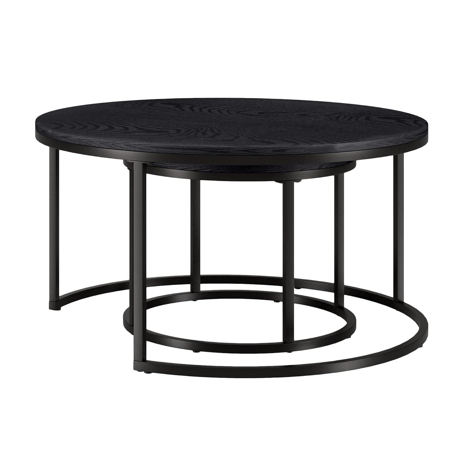 Evelyn&Zoe Watson Round Nested Coffee Table in Blackened Bronze